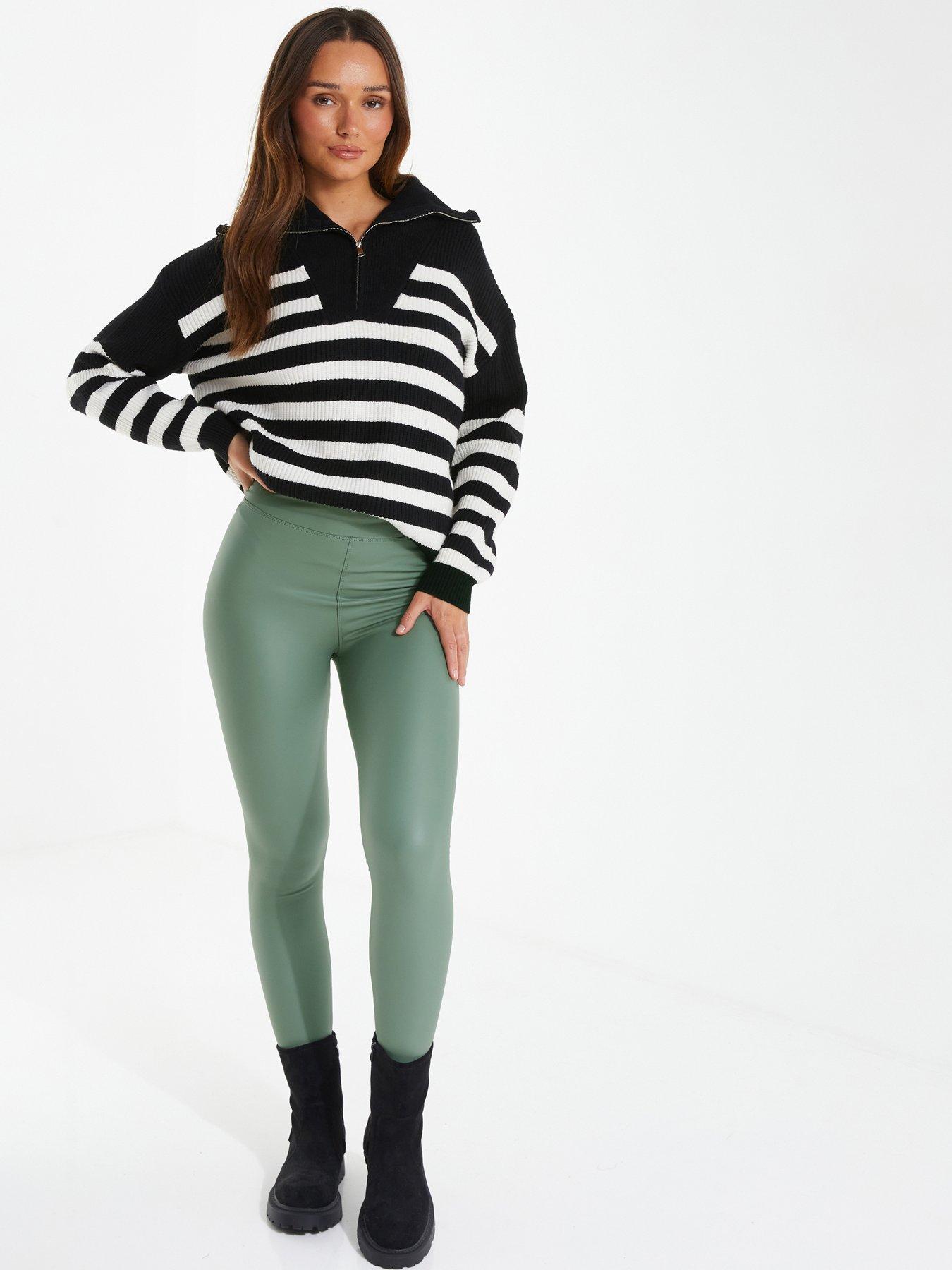 Green best sale leather leggings