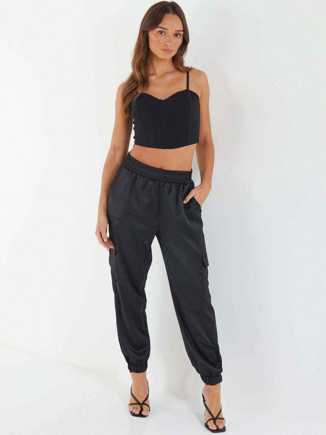 Satin cargo trousers