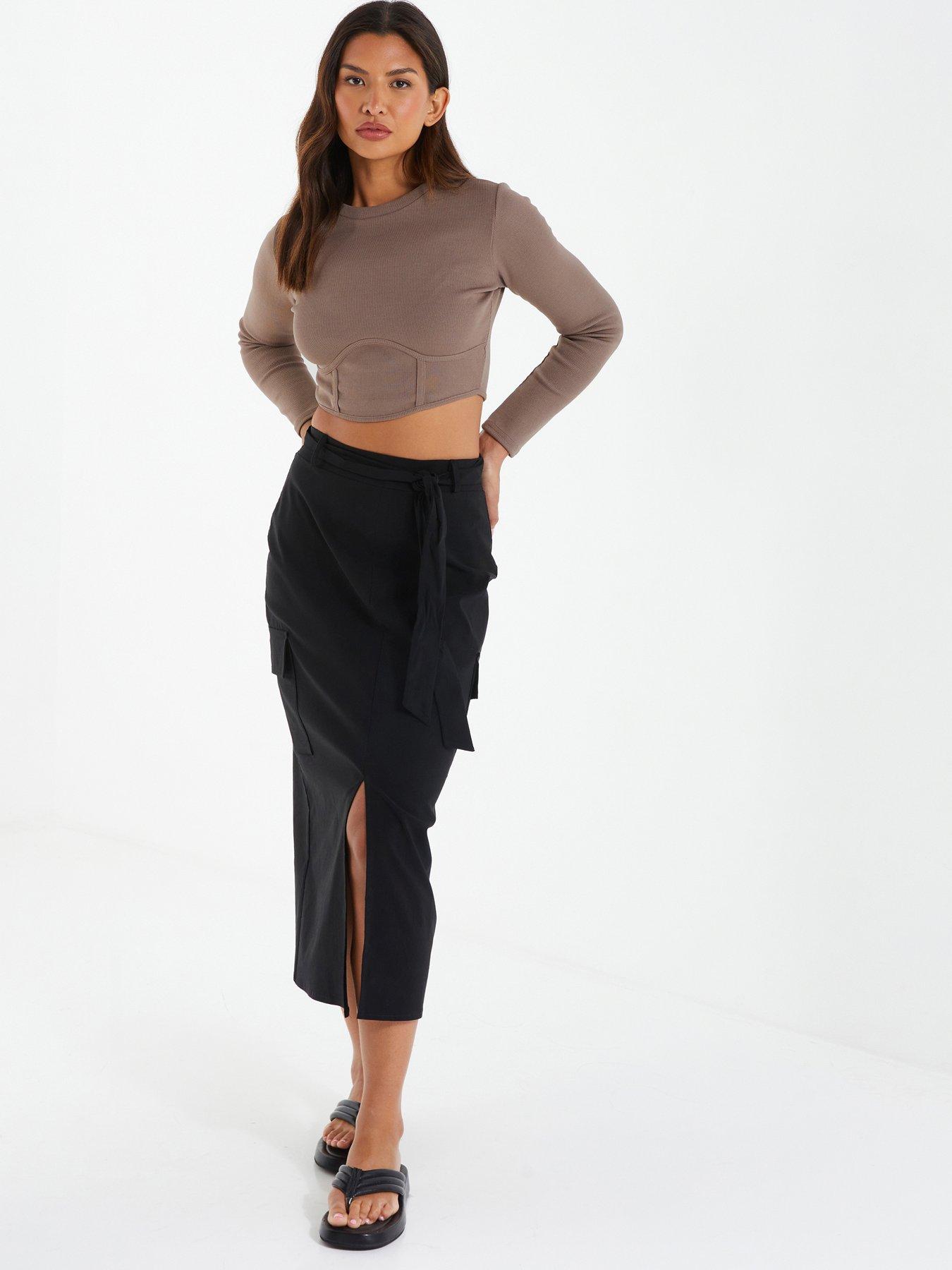 Black Cargo Maxi Skirt