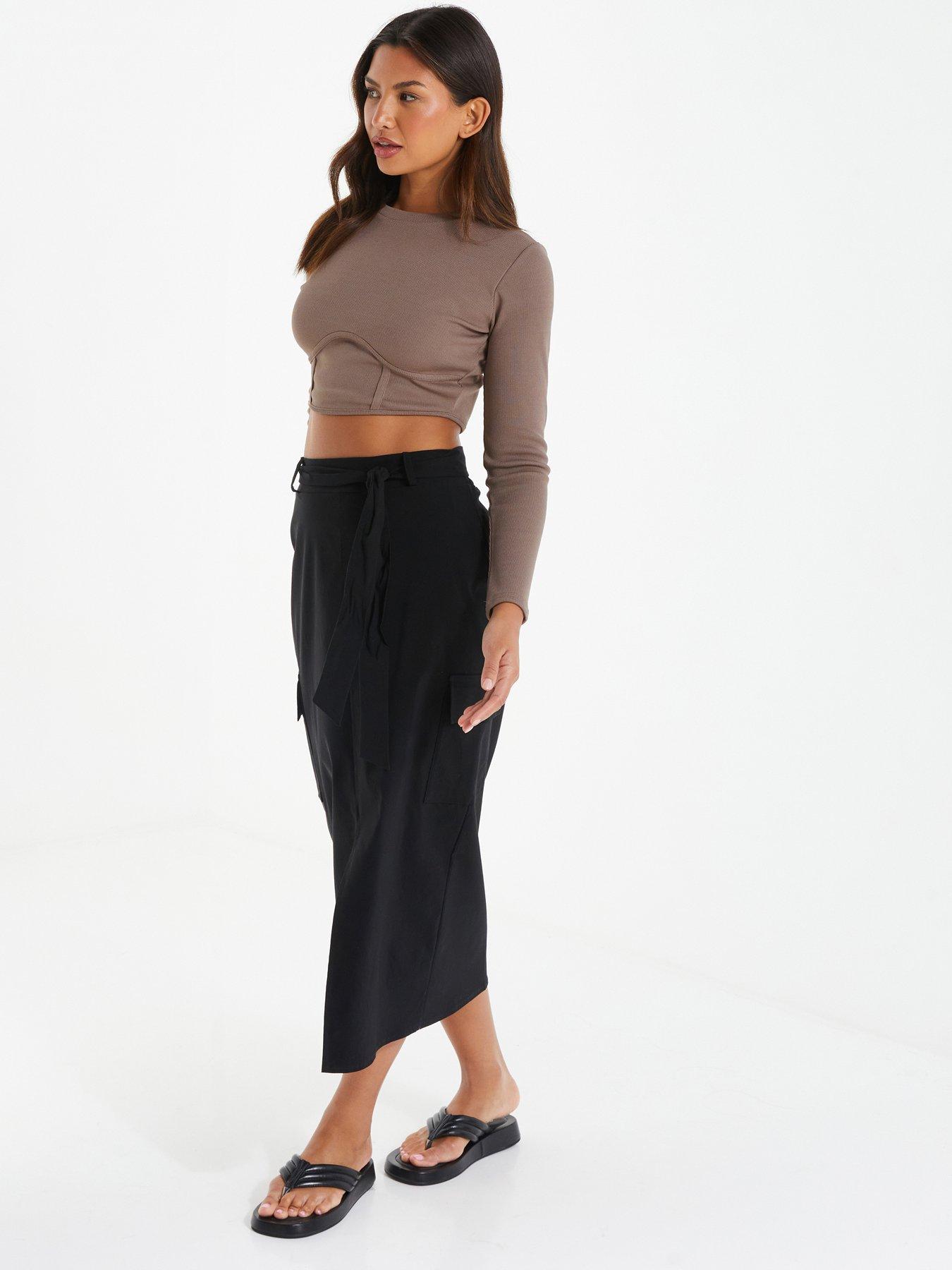 Black Cargo Maxi Skirt