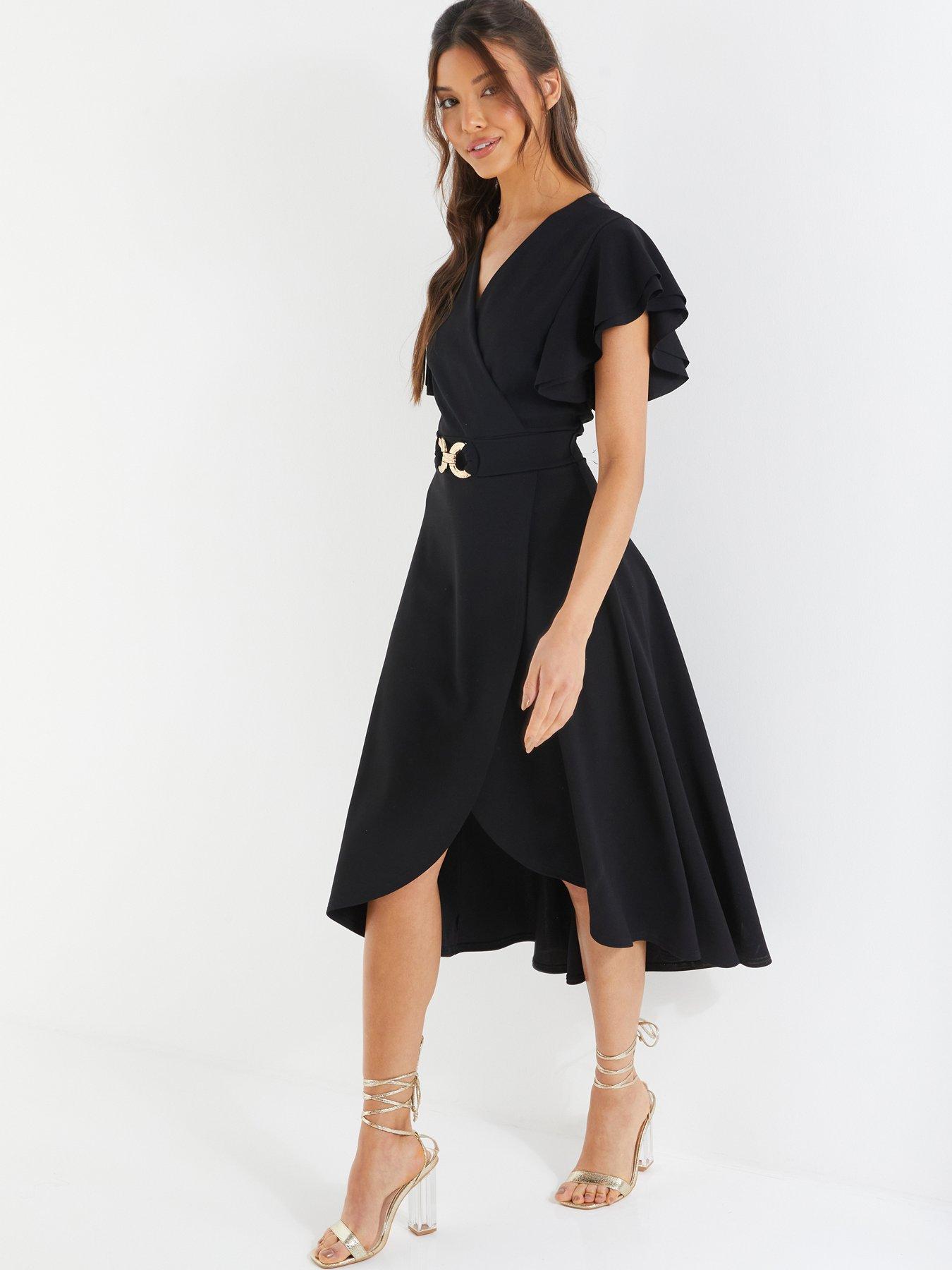 Black high best sale low wrap dress