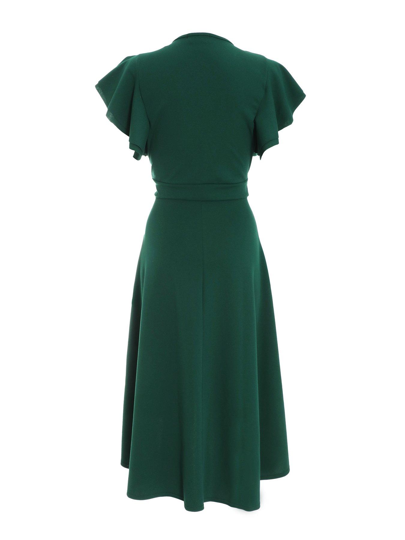 green dip hem dress Yumi Green Floral Kimono Wrap Dress With Dip Hem  Love My Apparel