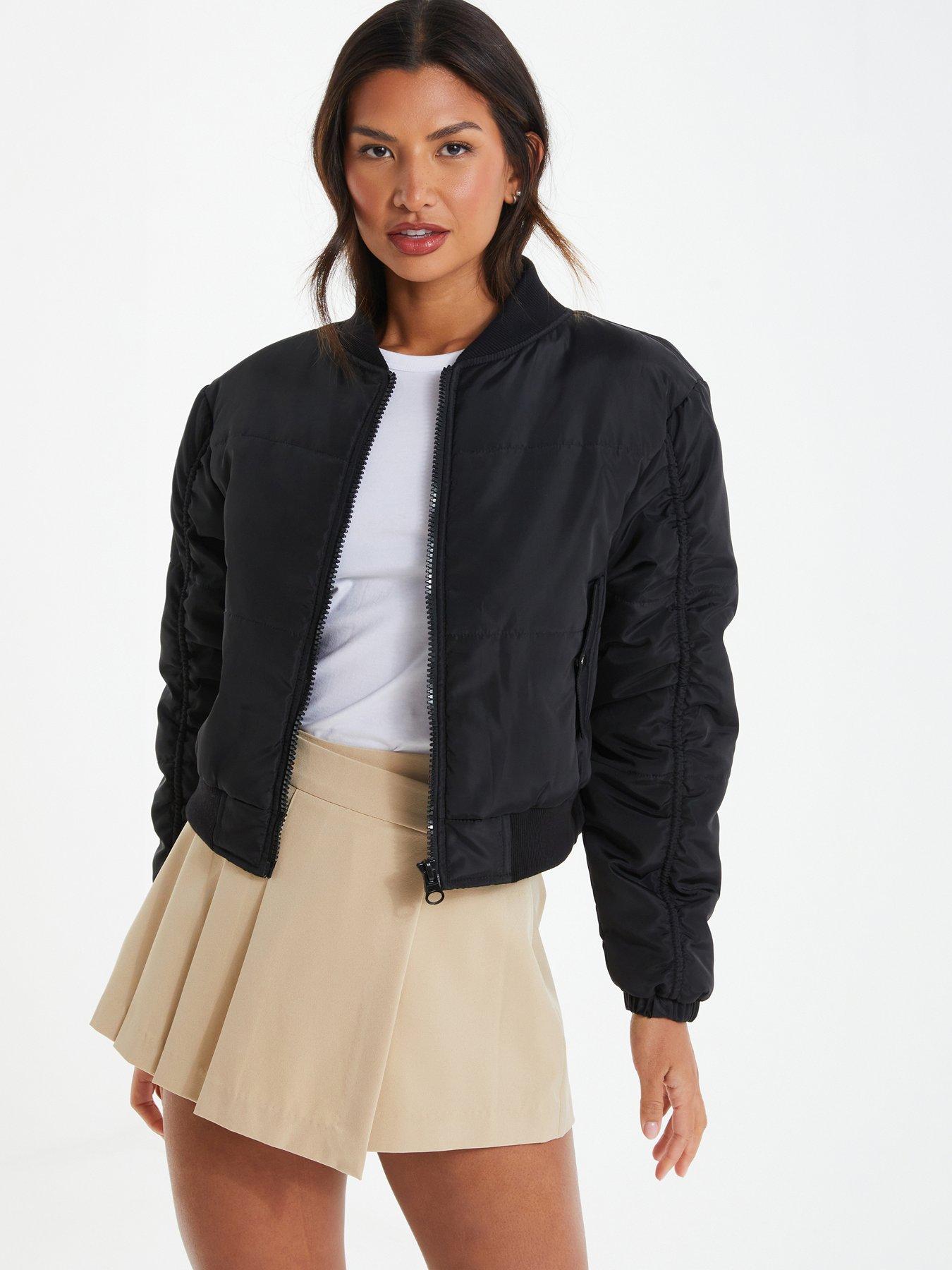 Quiz Split Sleeve Crop Jacket - Dark Blue