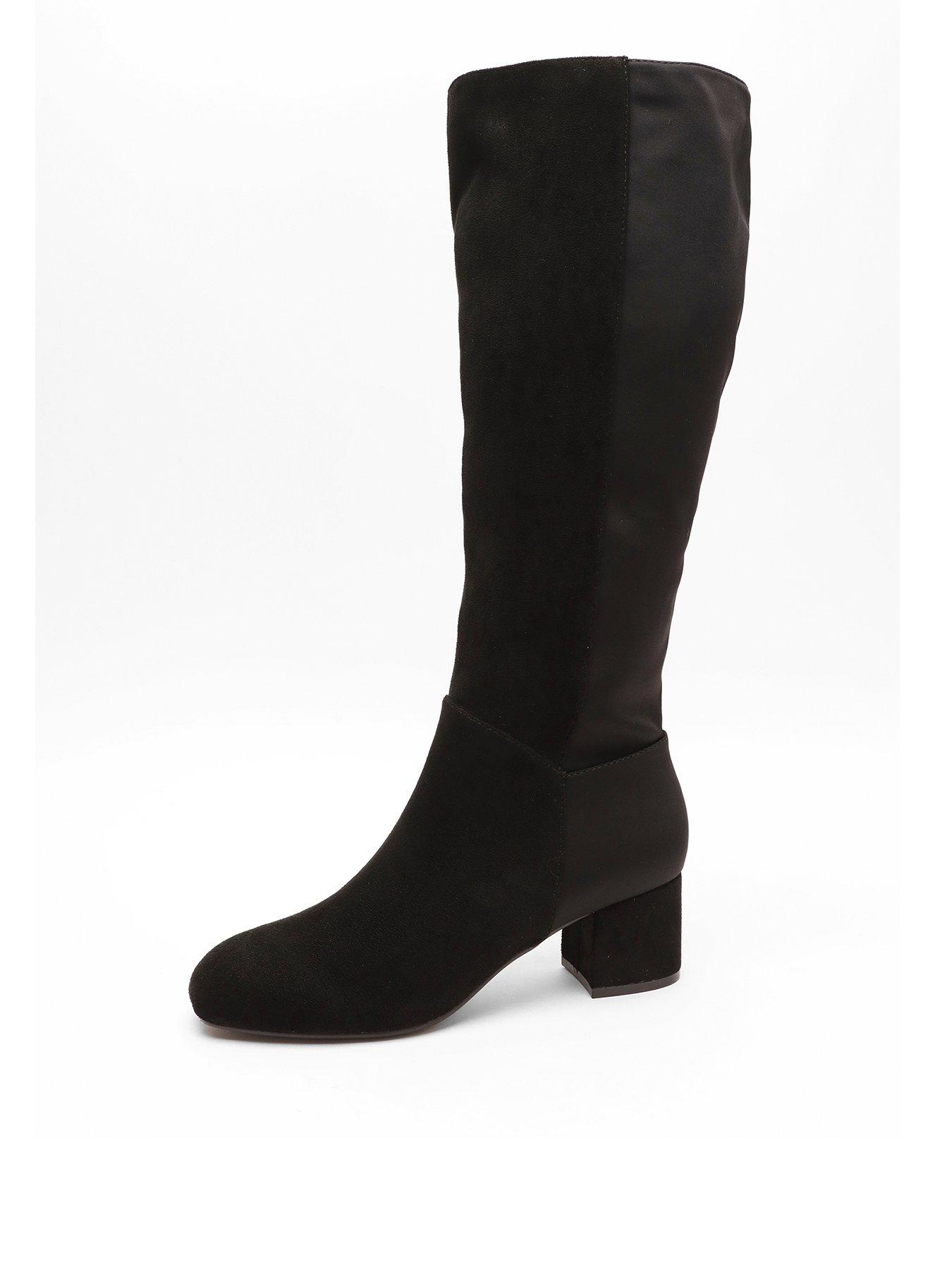 Suede leather knee high on sale boots