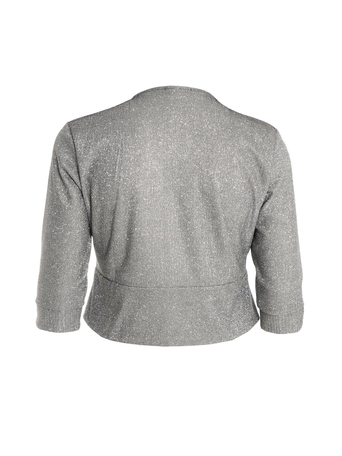 Image 5 of 6 of Quiz Curve Curve Grey Split Sleeve Crop Jacket