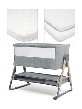 Product photograph of Mamas Papas Lua Bedside Crib Grey Bundle- White from very.co.uk