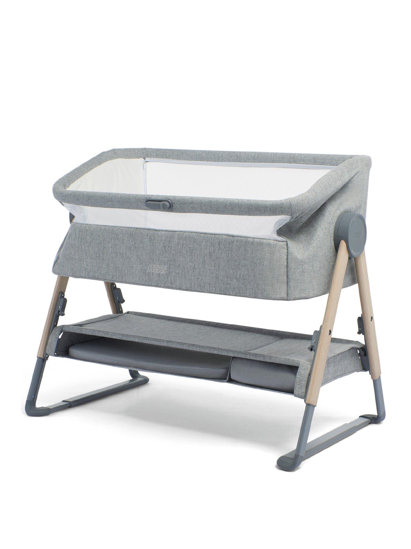 Image 3 of 7 of Mamas & Papas Lua Bedside Crib Grey Bundle- Star/Grey