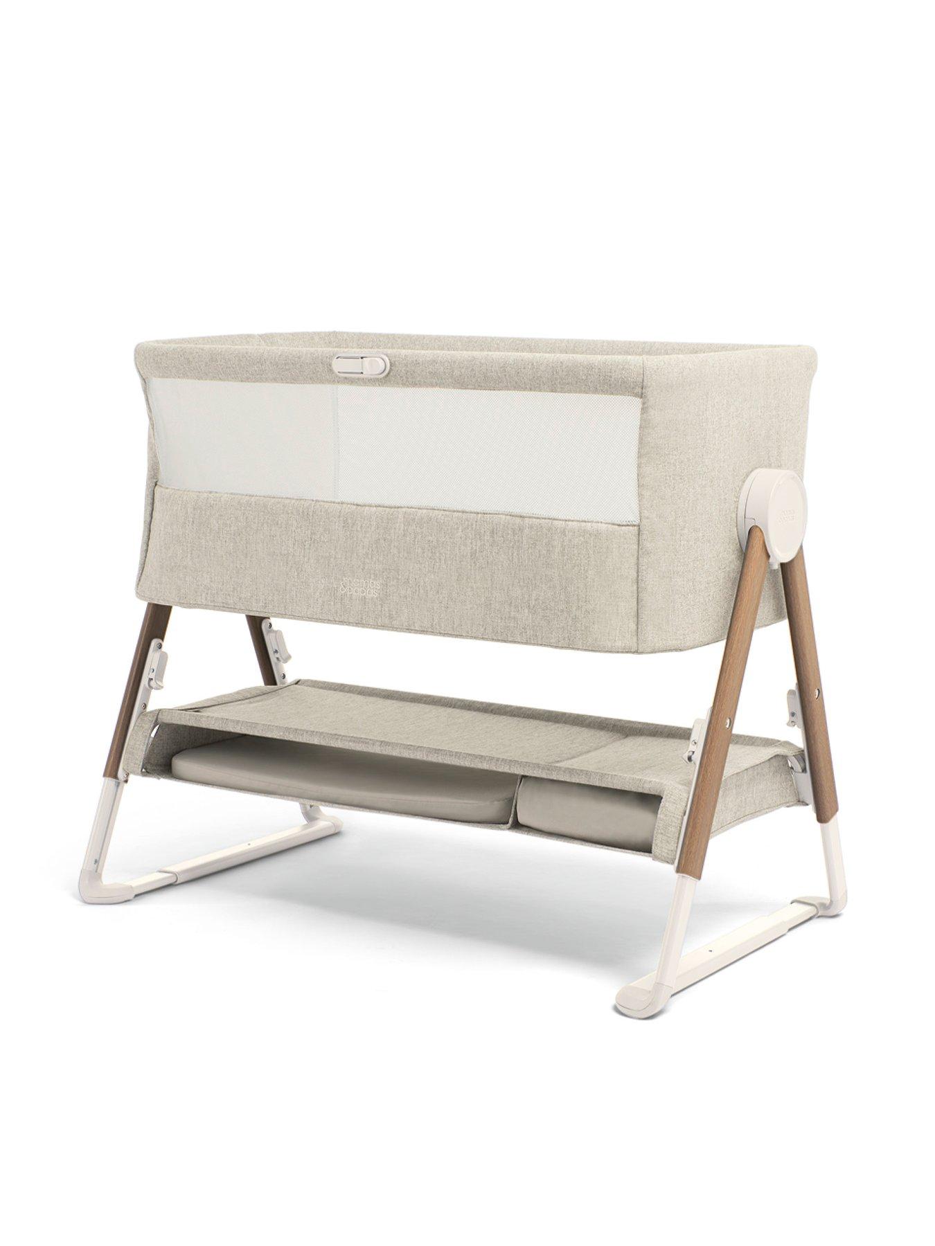 Image 1 of 7 of Mamas & Papas Lua Bedside Crib Fawn Bundle- White