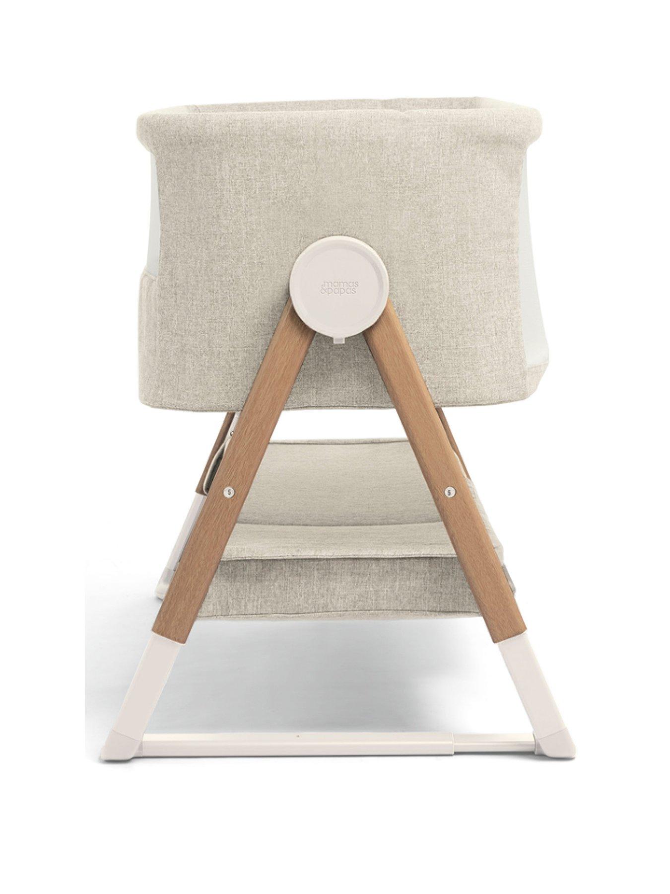 Image 3 of 7 of Mamas & Papas Lua Bedside Crib Fawn Bundle- White