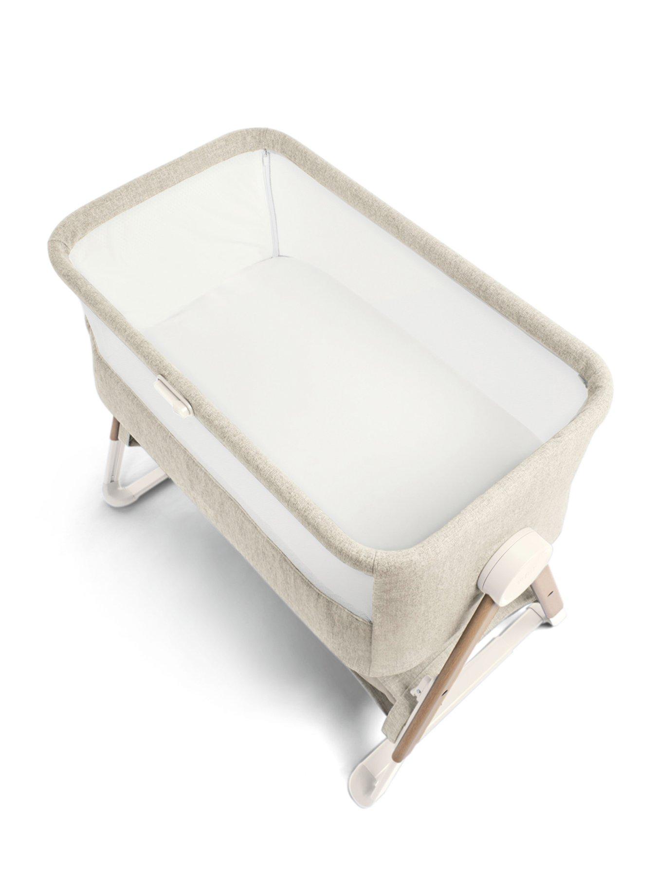 Image 4 of 7 of Mamas & Papas Lua Bedside Crib Fawn Bundle- White