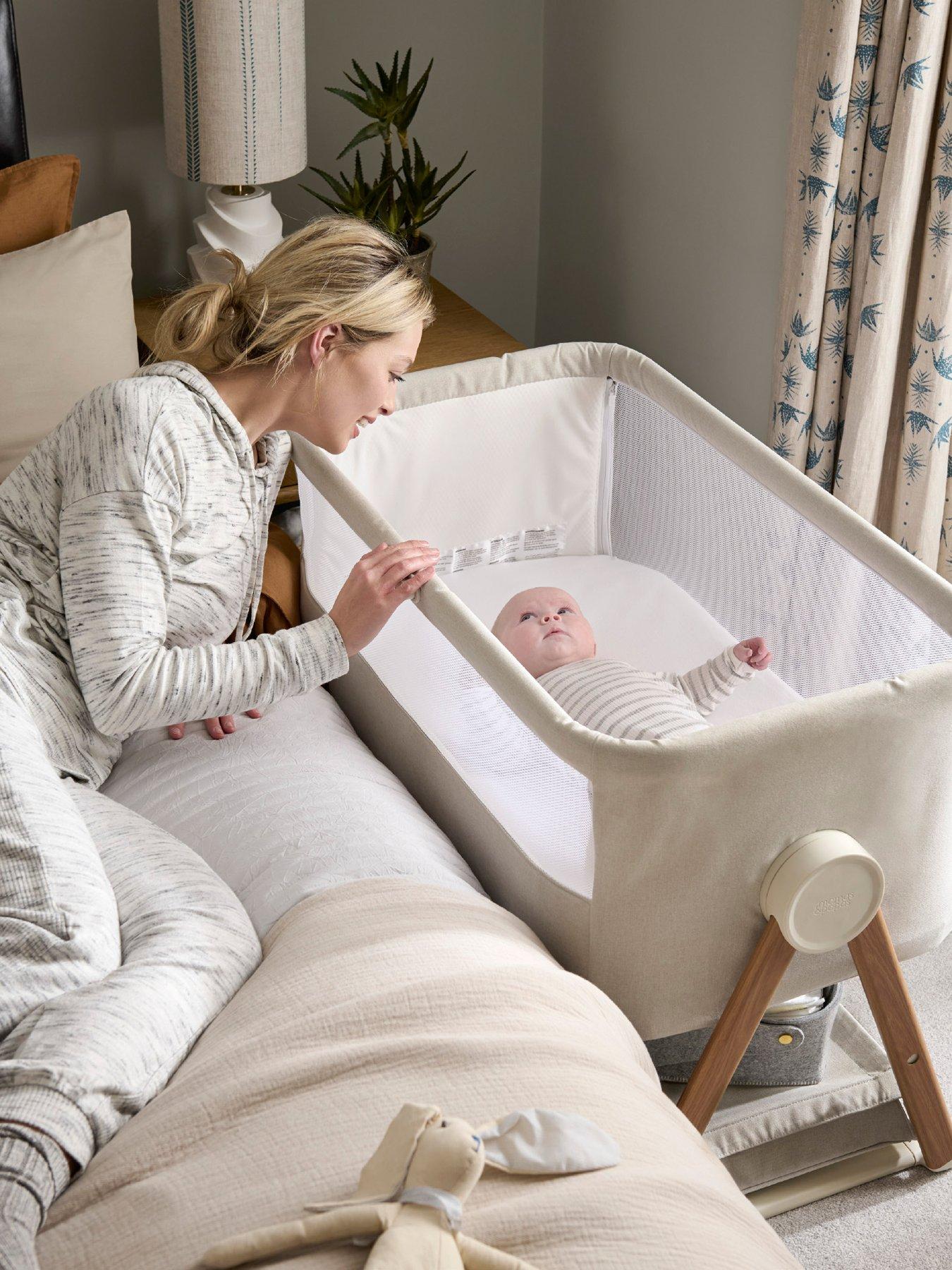 Image 6 of 7 of Mamas & Papas Lua Bedside Crib Fawn Bundle- White