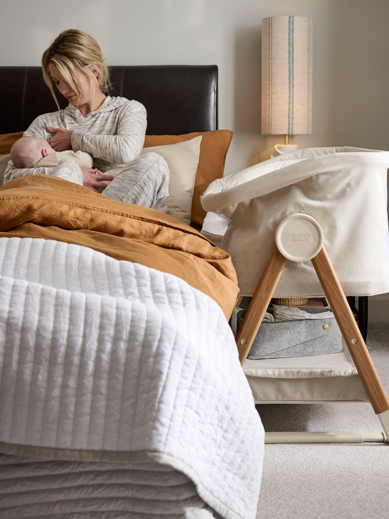 Image 7 of 7 of Mamas & Papas Lua Bedside Crib Fawn Bundle- White