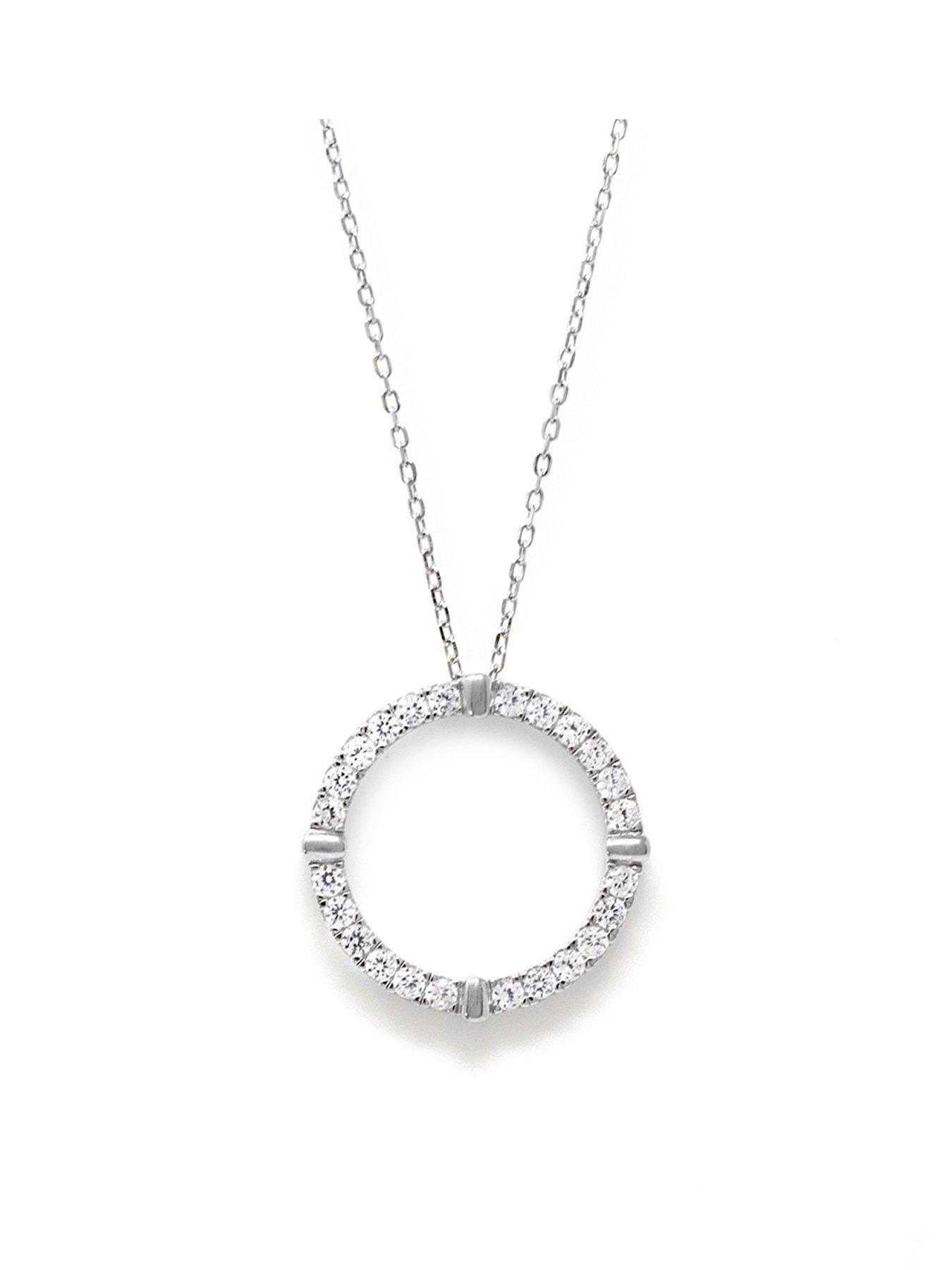Product photograph of Say It With Sterling Silver Full Cz Circle Necklace from very.co.uk