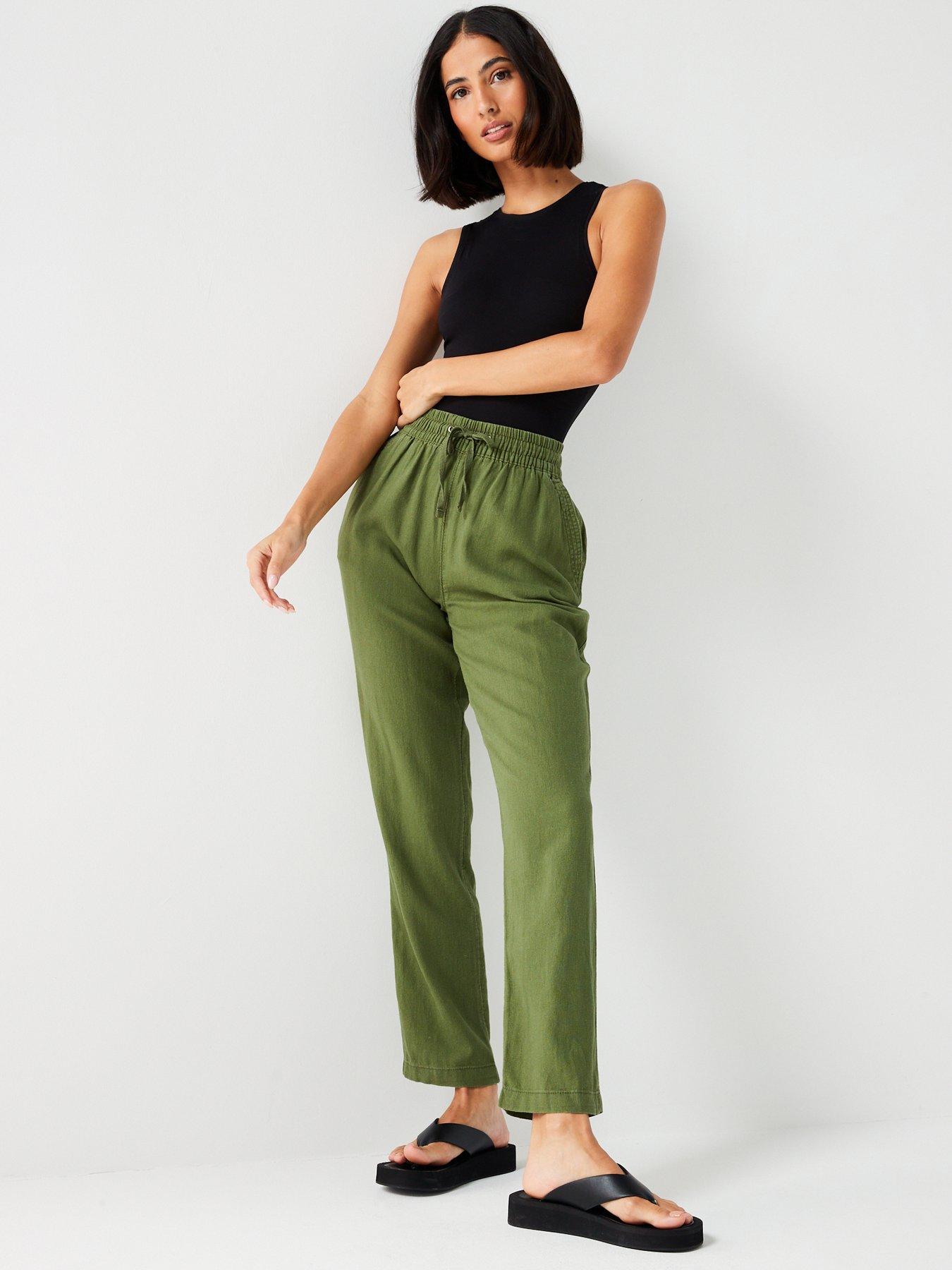 Everyday Short Linen Blend Trousers - Khaki 