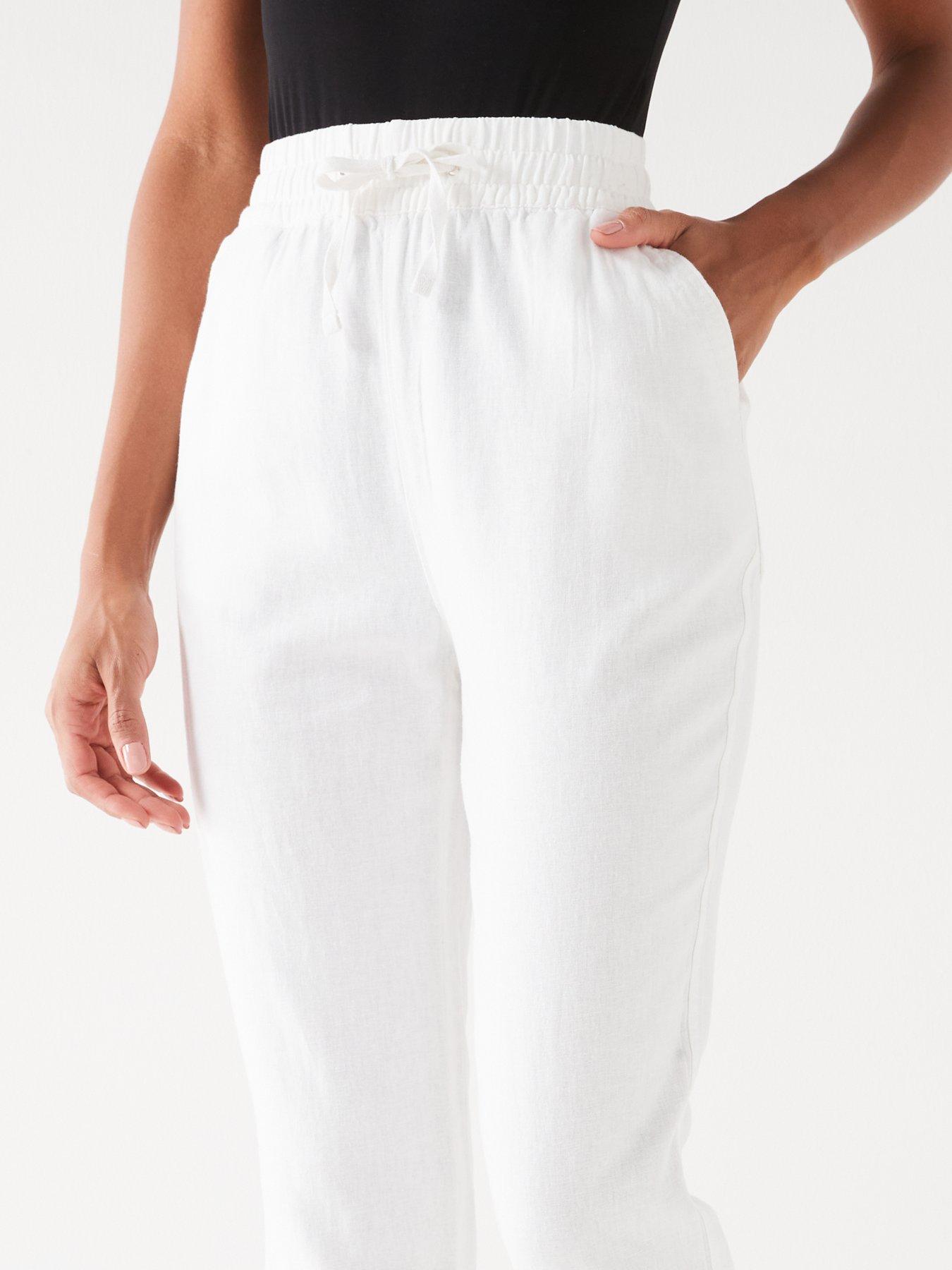 Everyday Short Linen Blend Trousers - White | Very.co.uk