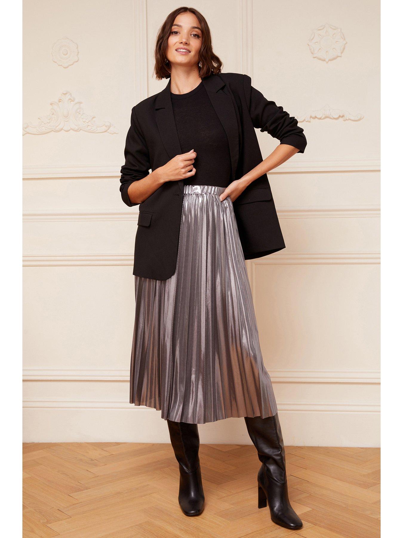 Lipsy silver pleated clearance skirt