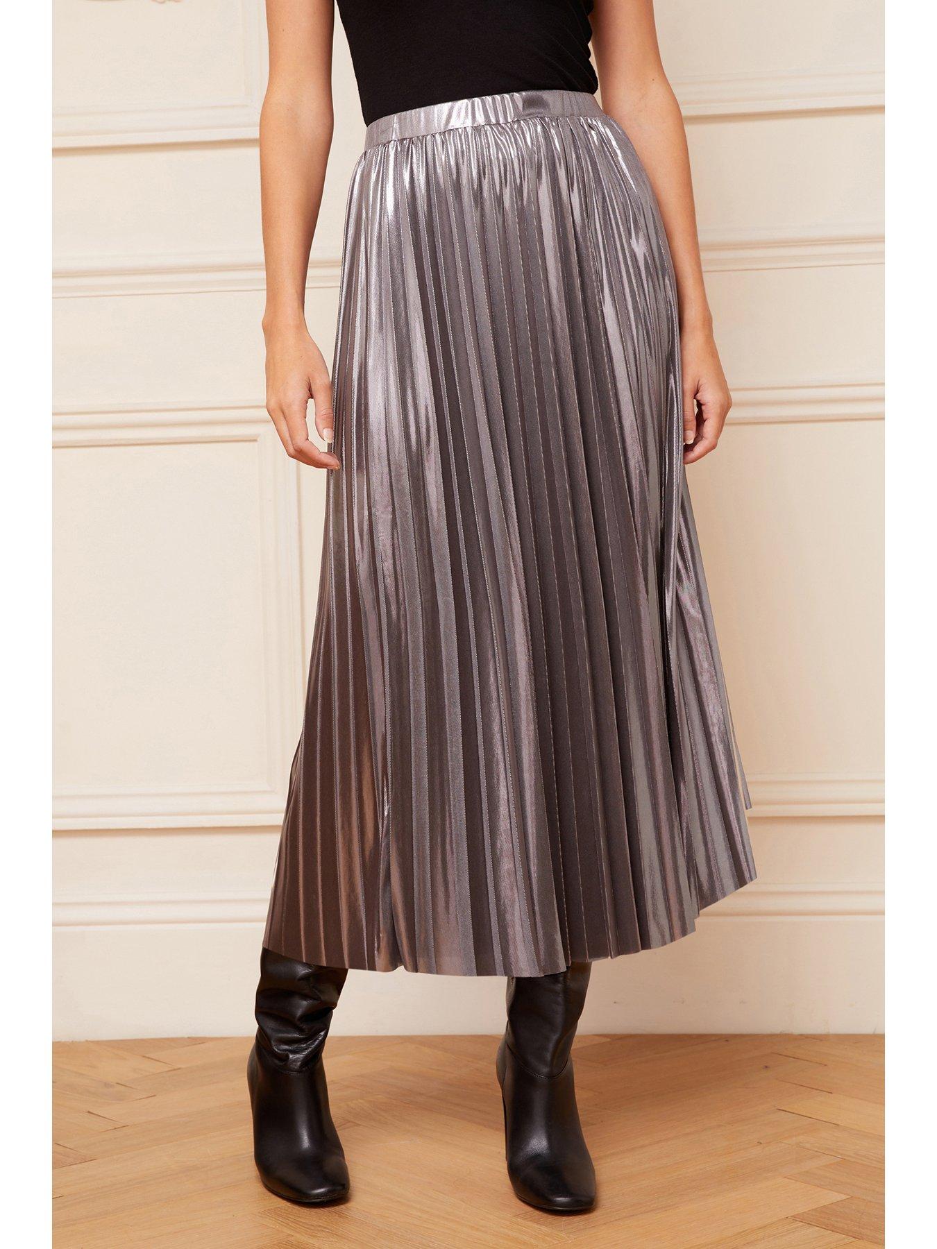 Metallic deals pleated skirt