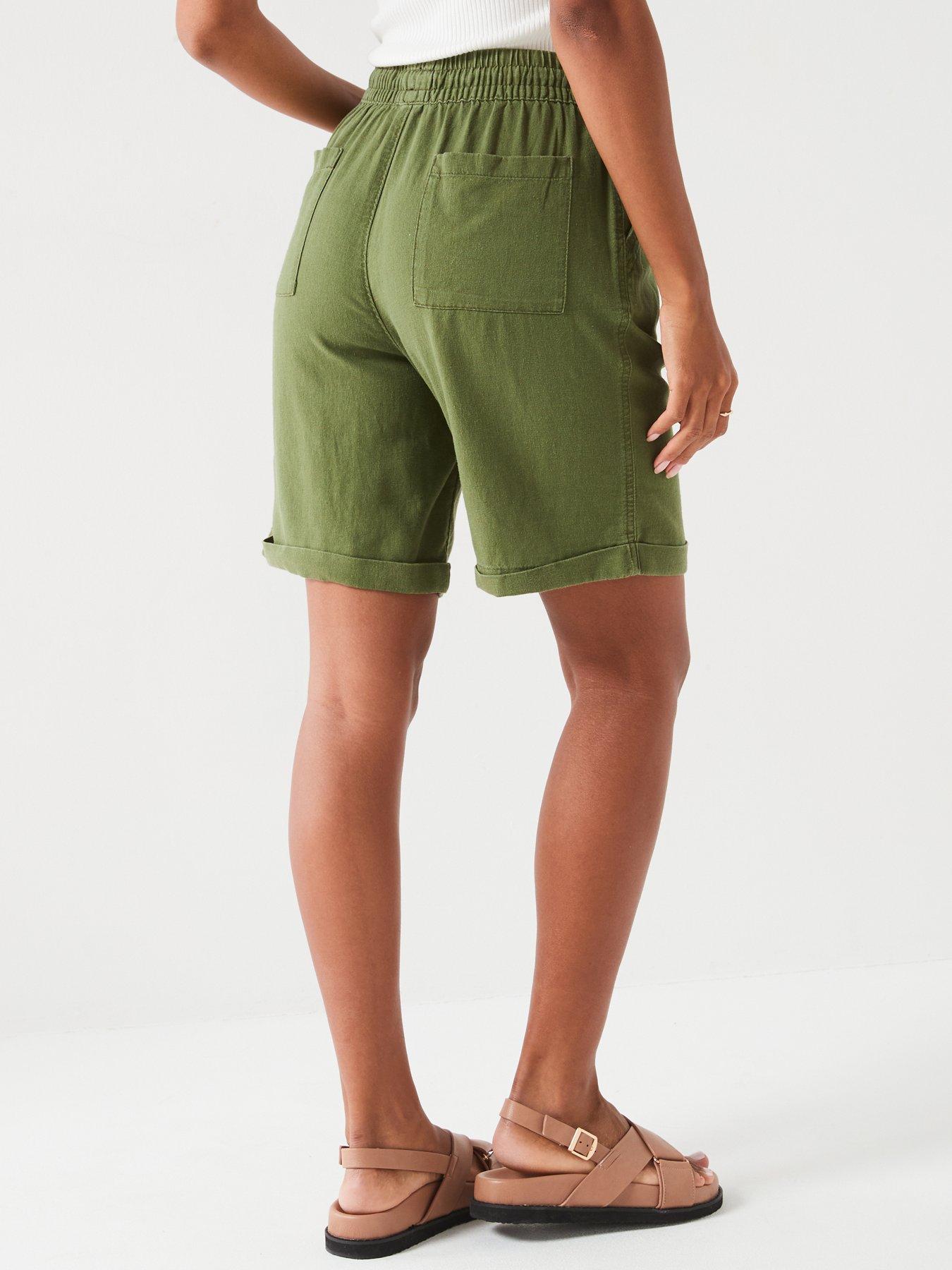 Linen Mix Elasticated Cargo Short