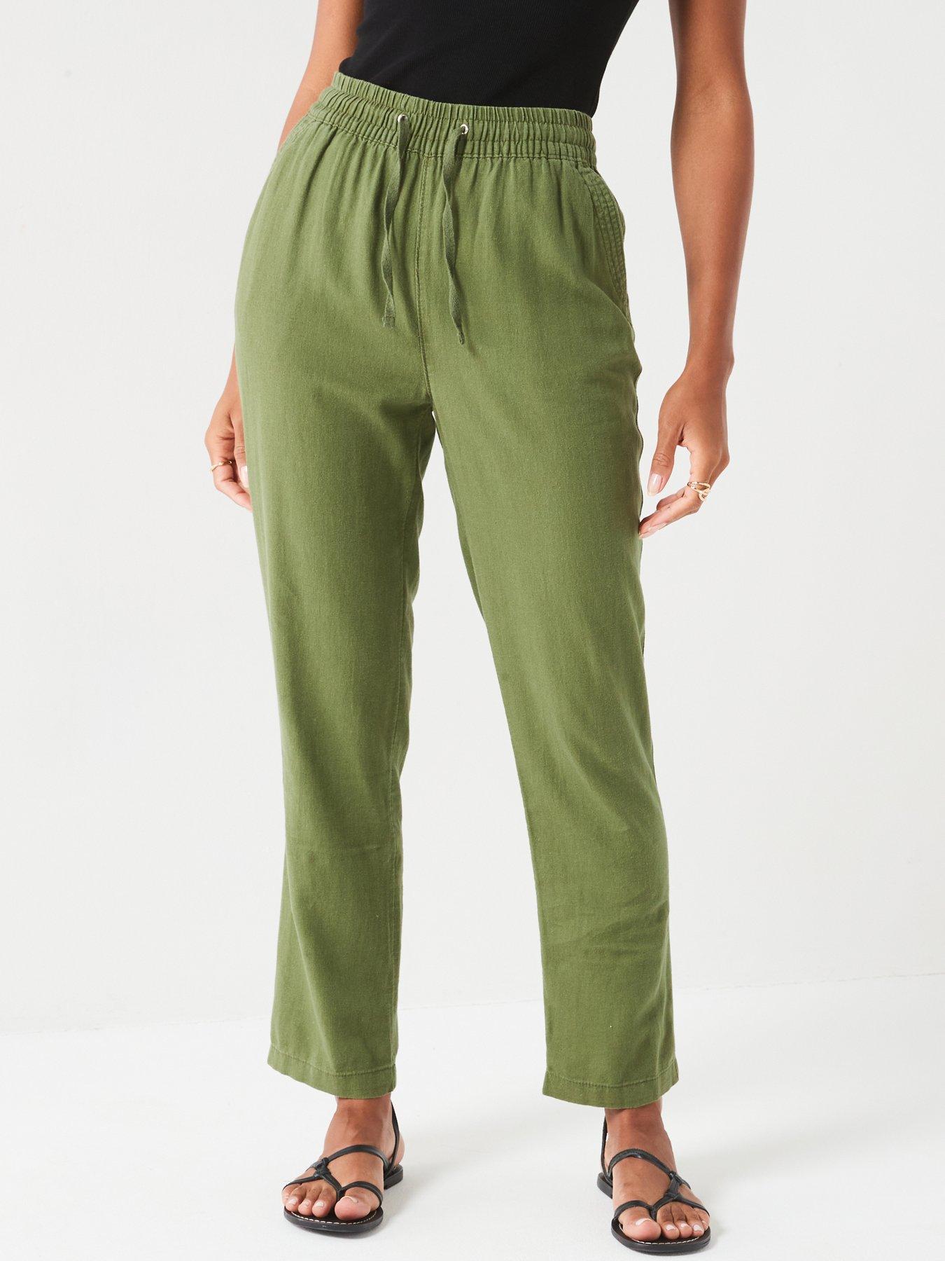 undefined Linen Blend Trousers - Khaki