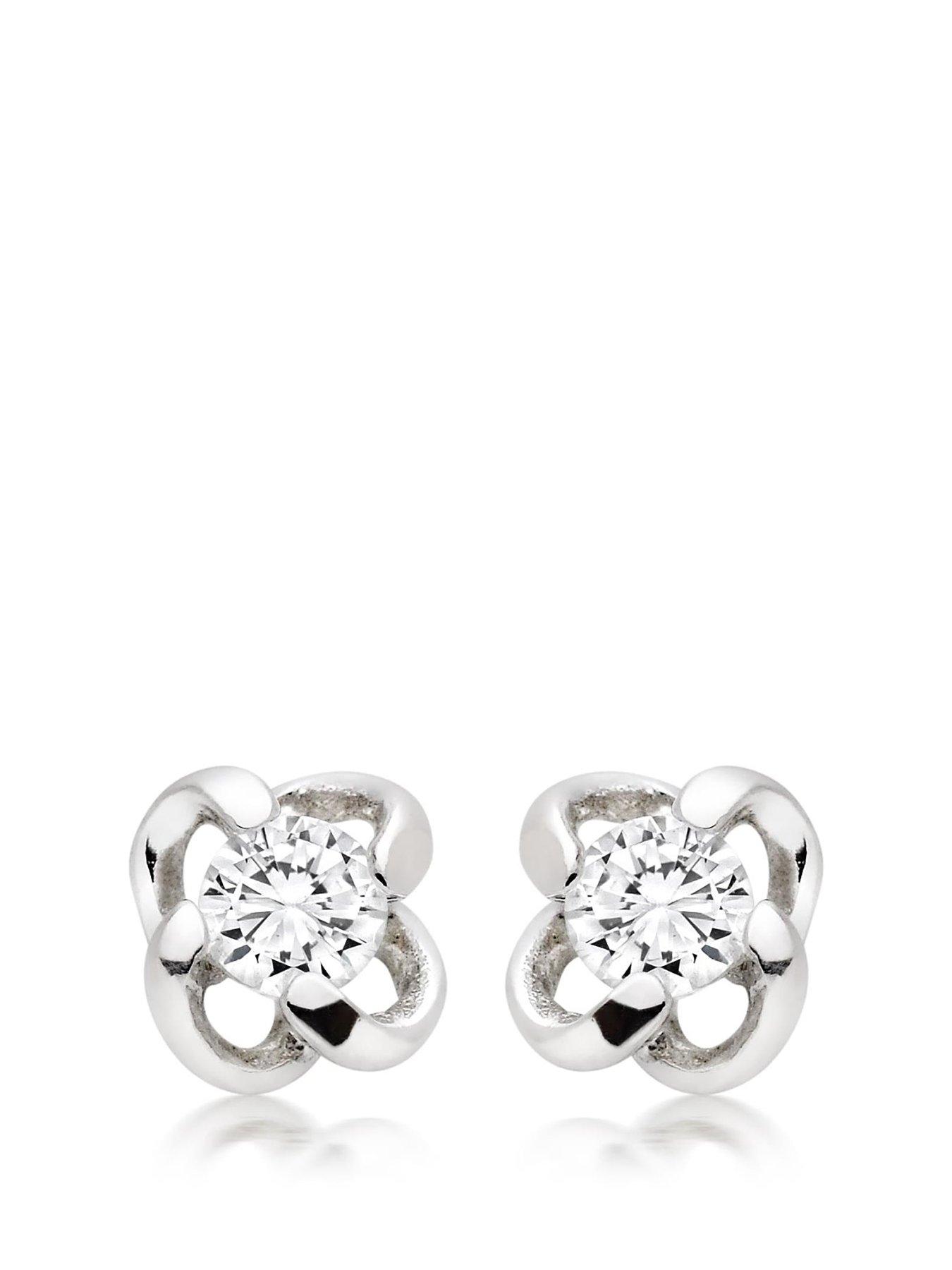 undefined Sterling Silver Cubic Zirconia Twist Stud Earrings
