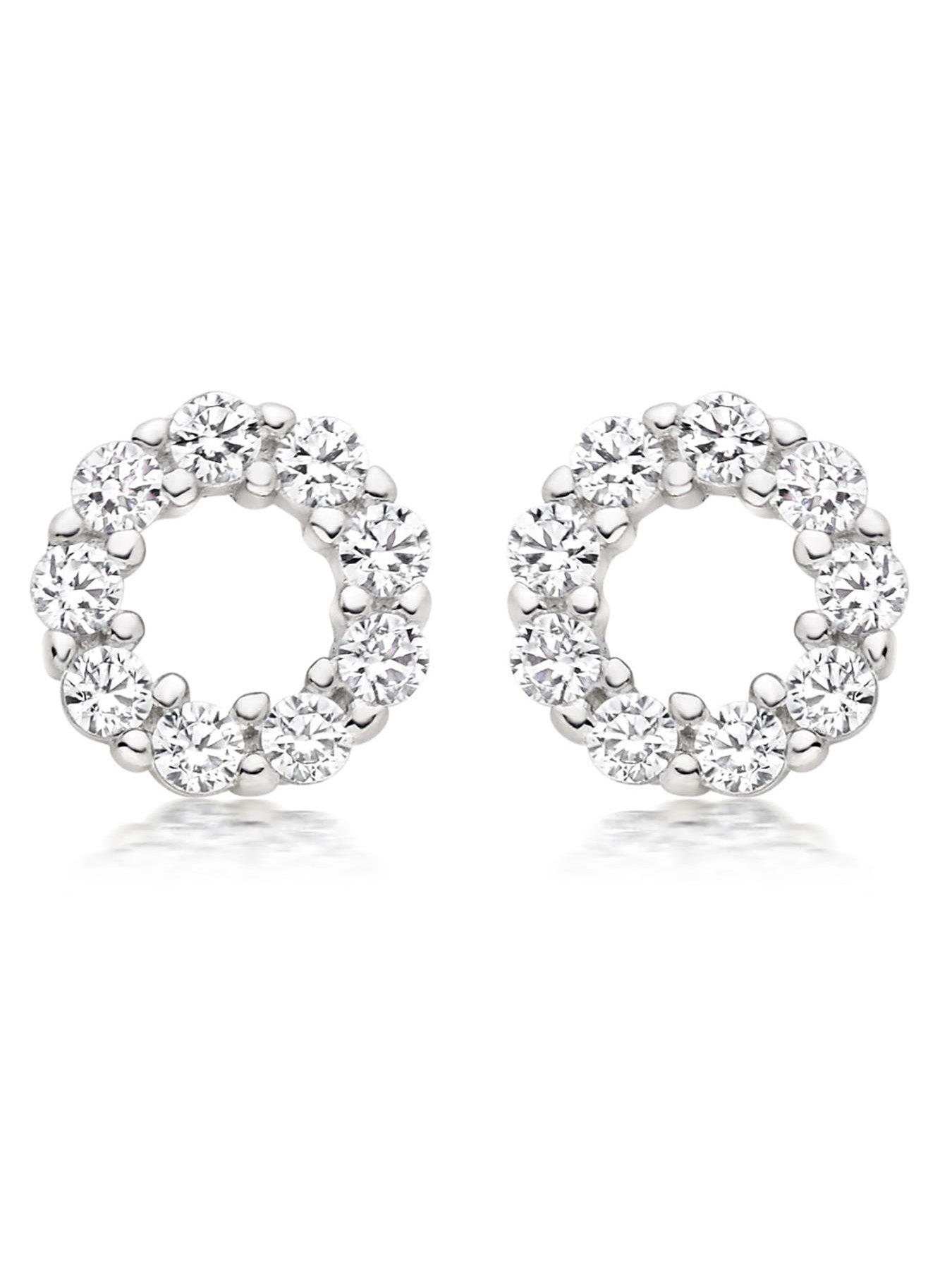 Beaverbrooks Sterling Silver Cubic Zirconia Circle Stud Earrings