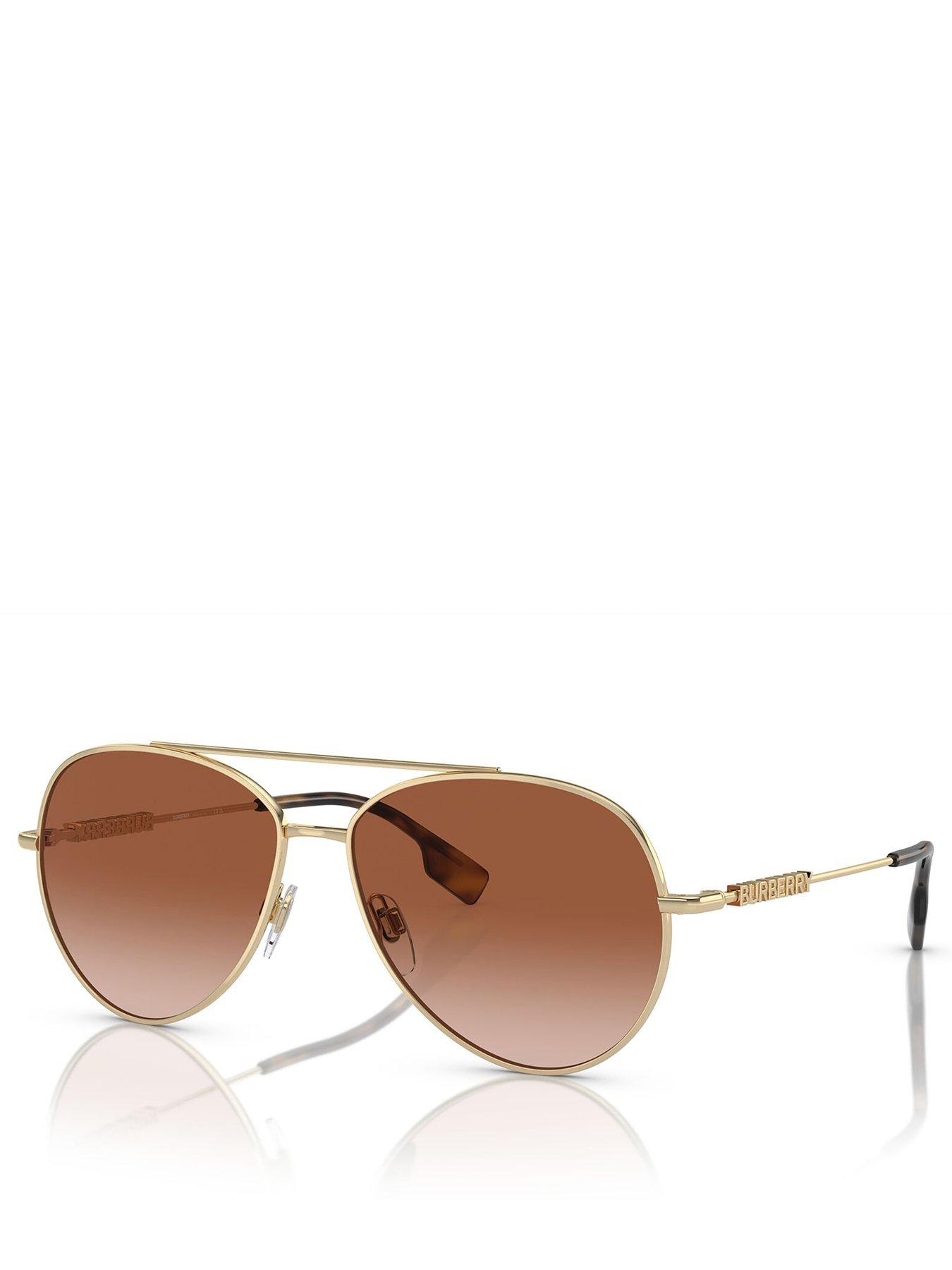 Burberry gold cheap aviator sunglasses