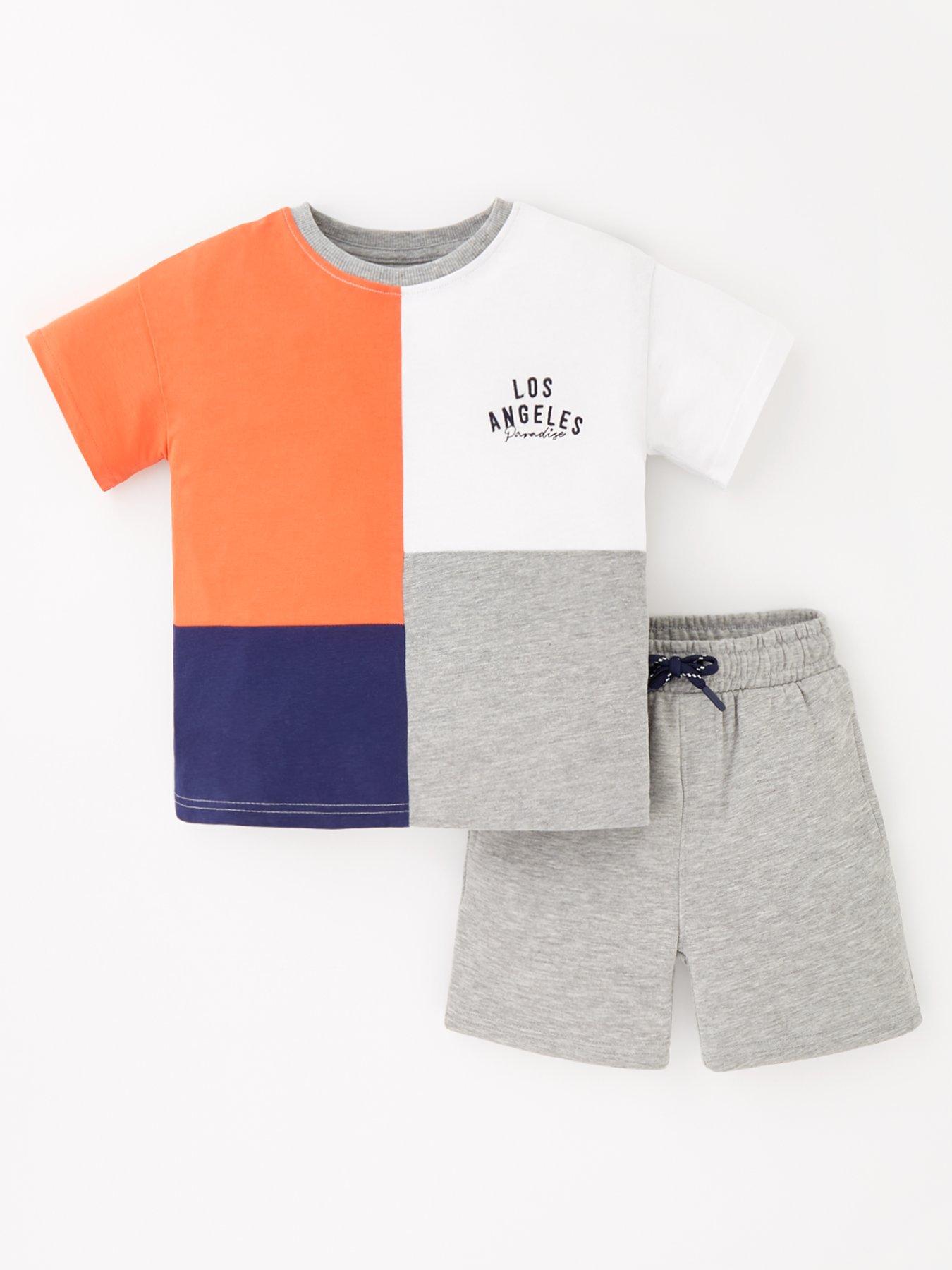 mini-v-by-very-boysnbspcolour-block-cut-and-sew-short-sleevenbspt-shirt-andnbspsweat-shorts-set-multi