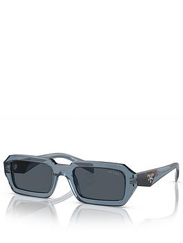 prada rectangular sunglasses - transparent blue