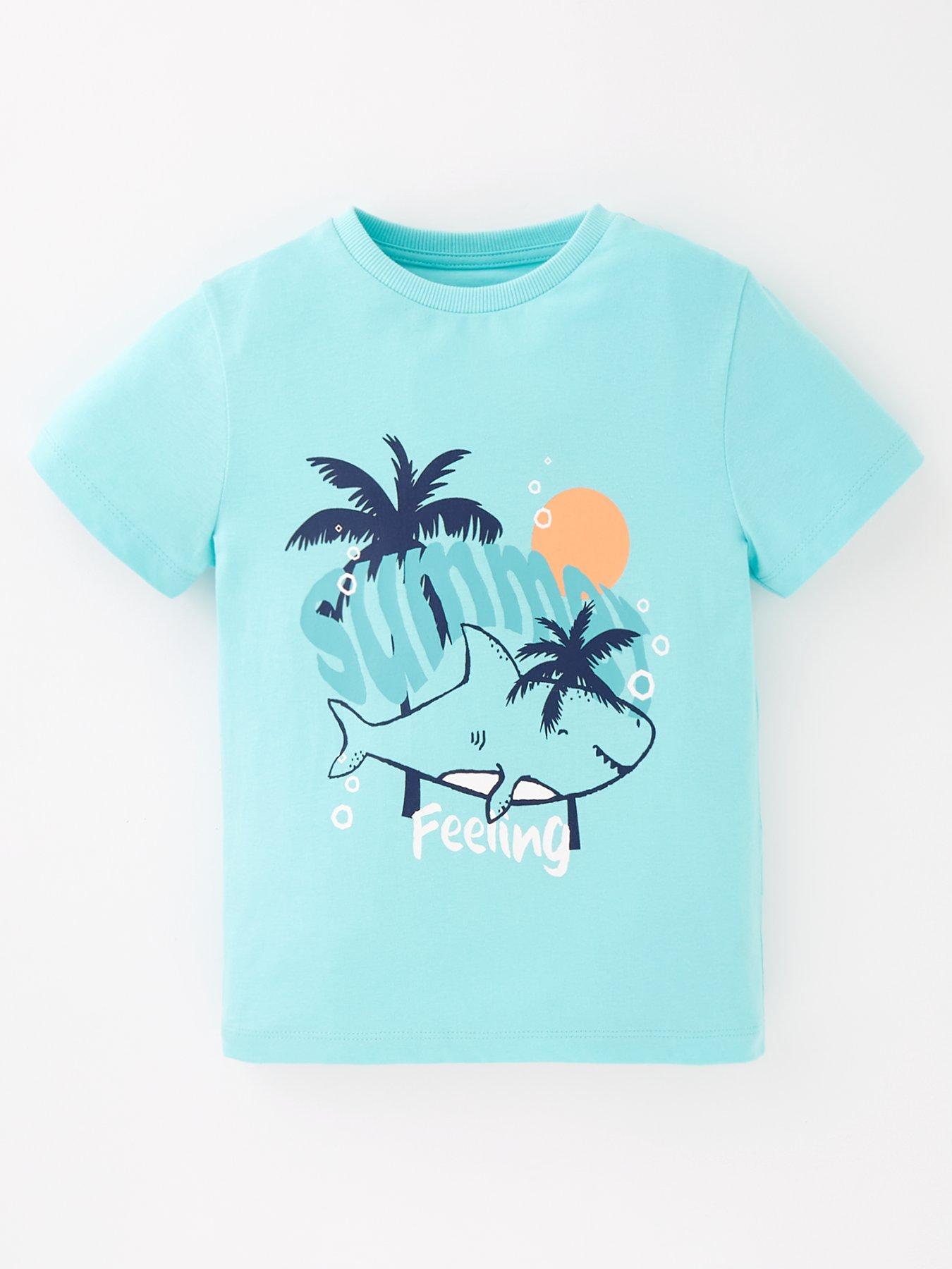 Everyday Boys Short Sleeve Shark T-Shirt - Blue | Very.co.uk