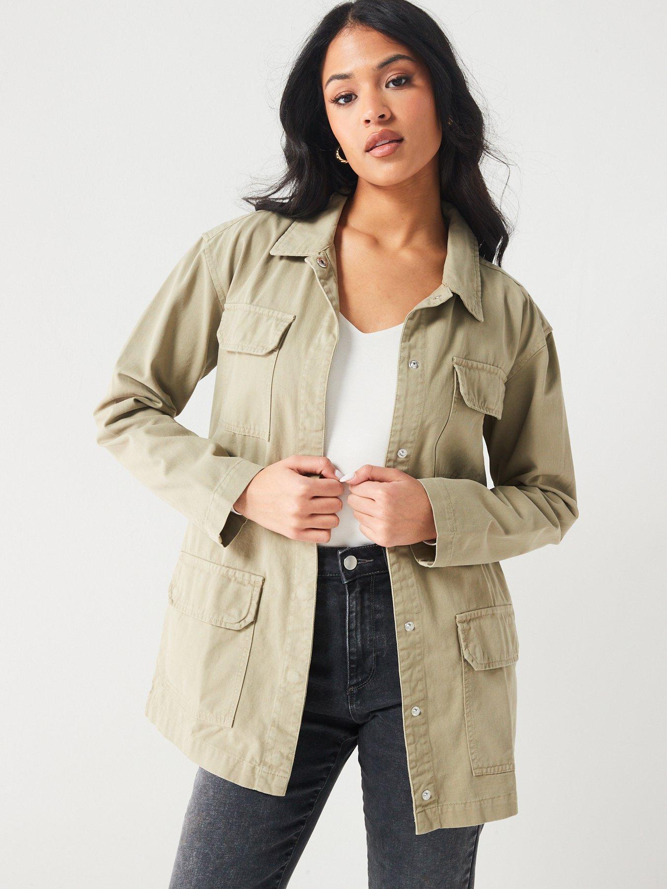 Khaki womens utility jacket best sale