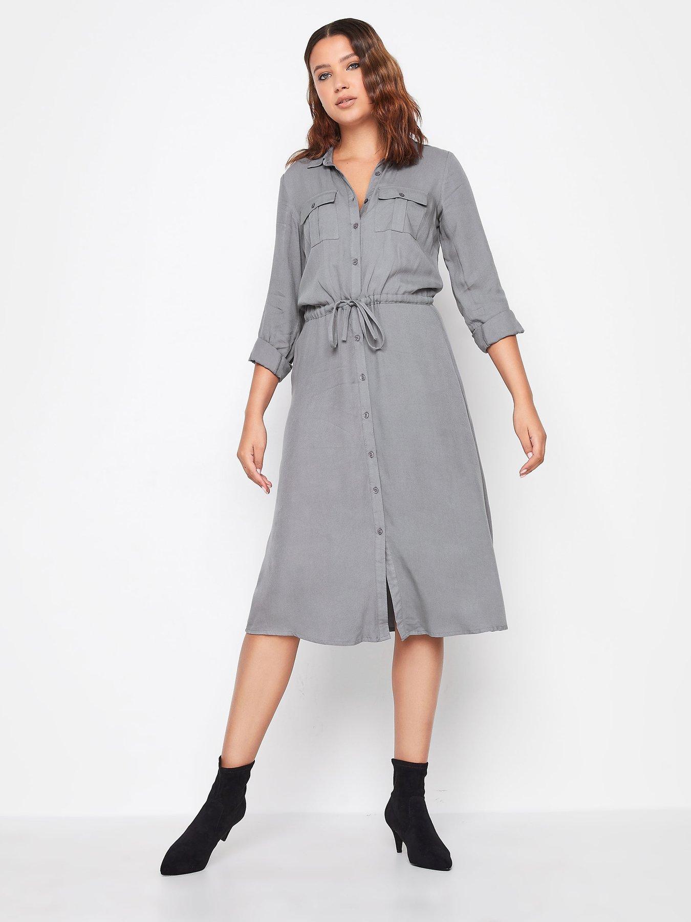 Grey midi cheap shirt dress