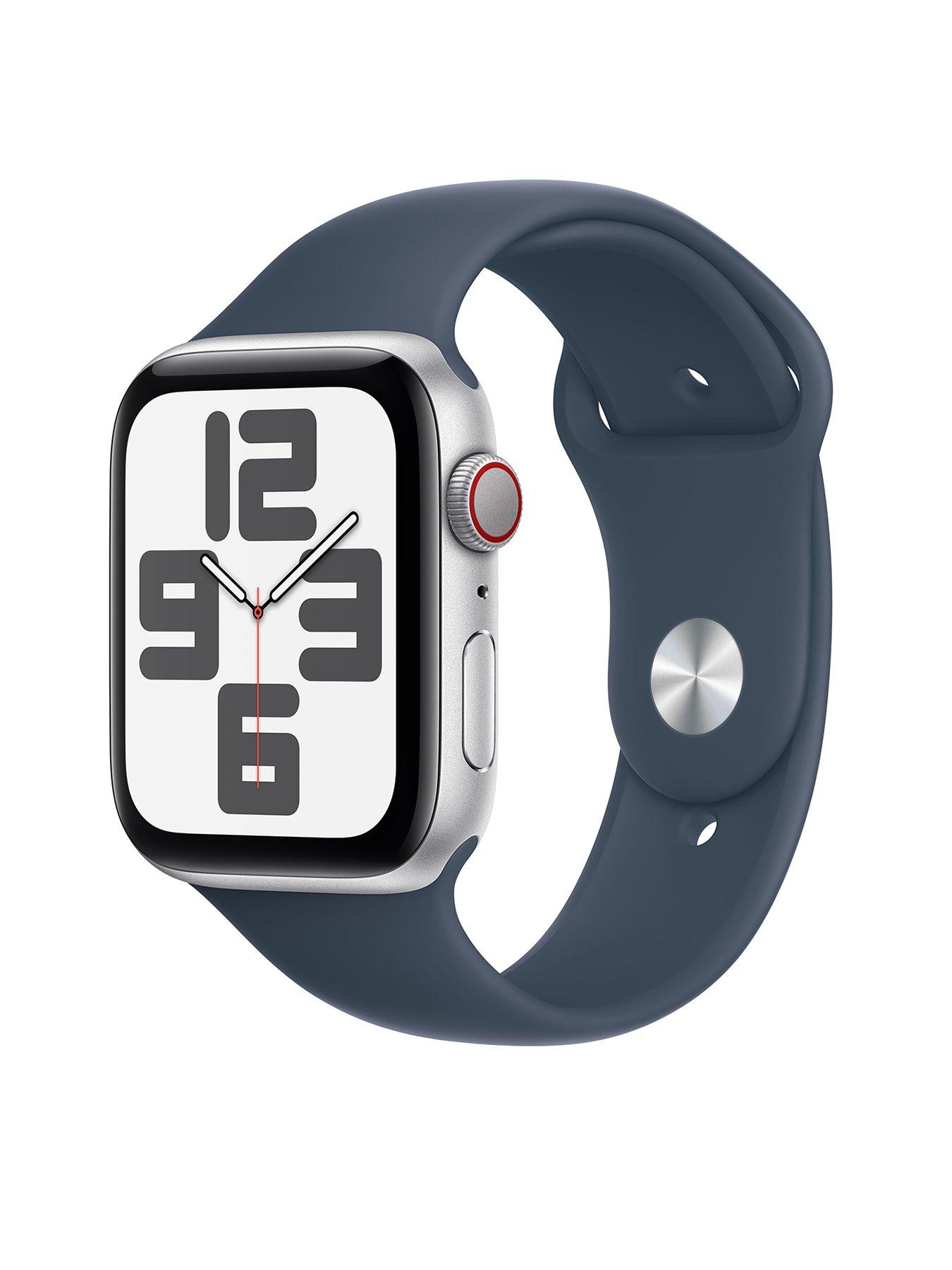 Apple Watch Se (Gps + Cellular, 2023) 44Mm Silver Aluminium Case With Storm Blue Sport Band