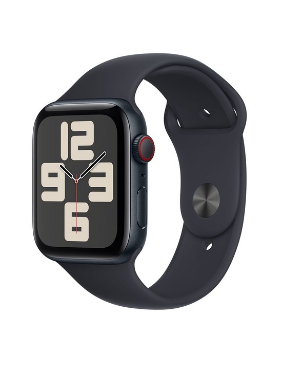 front image of apple-watch-se-gps-cellular-2023-44mm-midnight-aluminium-case-with-midnight-sport-band