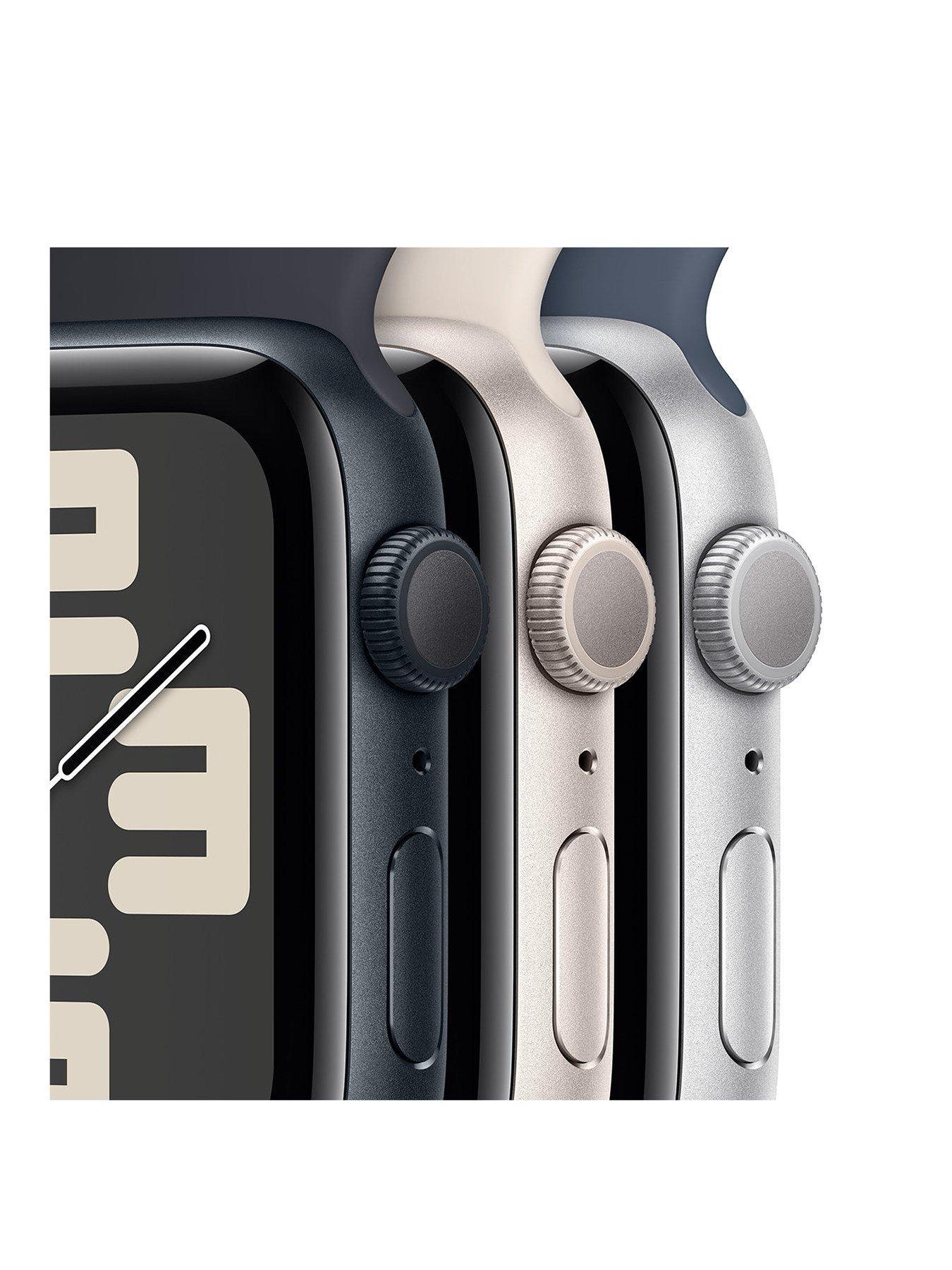 Image 3 of 7 of Apple Watch SE (GPS, 2023)&nbsp;40mm Silver Aluminium Case with Storm Blue Sport Band