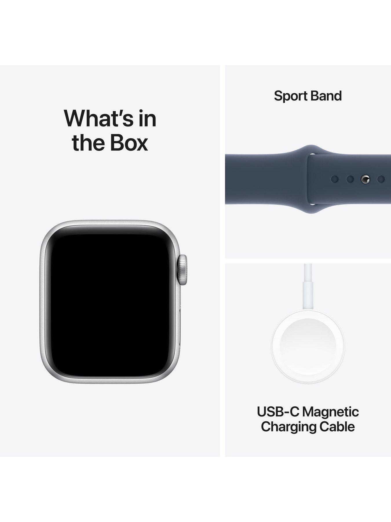 Image 7 of 7 of Apple Watch SE (GPS, 2023)&nbsp;40mm Silver Aluminium Case with Storm Blue Sport Band