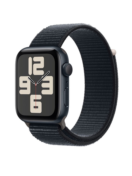 front image of apple-watch-se-gps-2023-44mm-midnight-aluminium-case-with-midnight-sport-loop