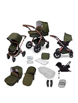 Ickle Bubba Stomp V4 All In One Travel System With Isofix Base - Bronze / Woodland / Tan