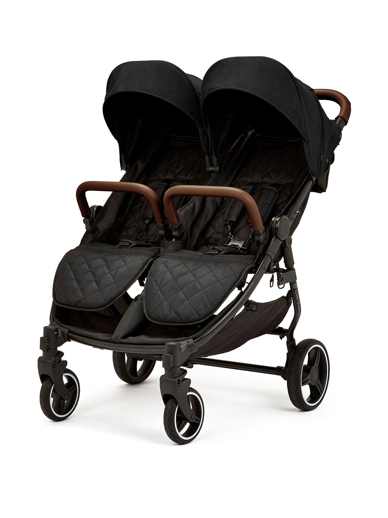 Ickle Bubba Venus Prime Double Stroller Black Black Tan Very