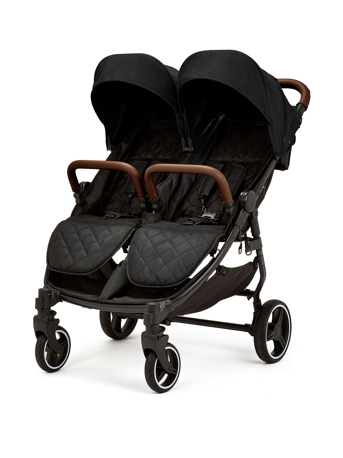 Image 2 of 7 of Ickle Bubba Venus Prime Double Stroller - Black / Black / Tan