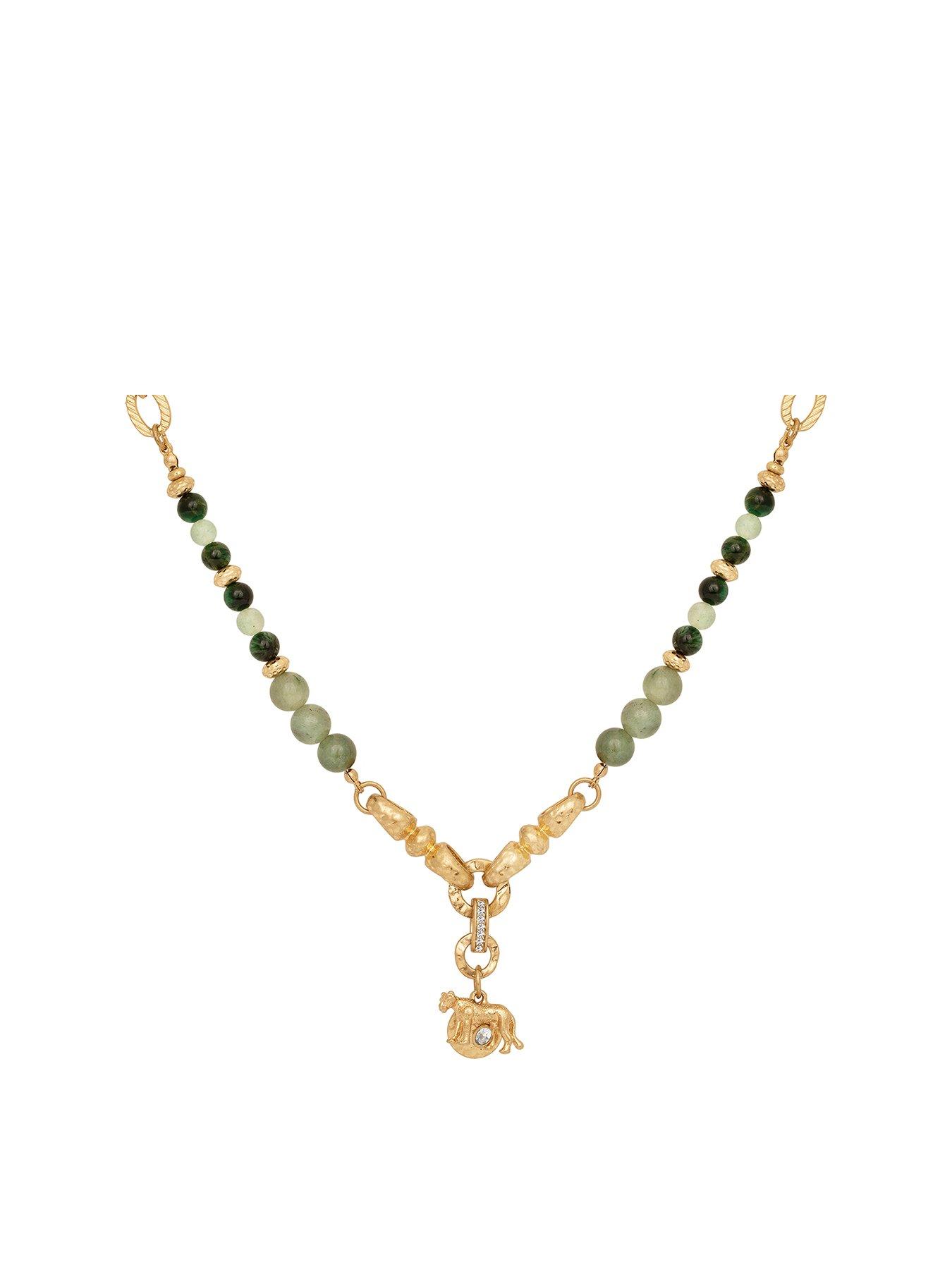 Product photograph of Bibi Bijoux Green Majesty Lioness Charm Necklace from very.co.uk