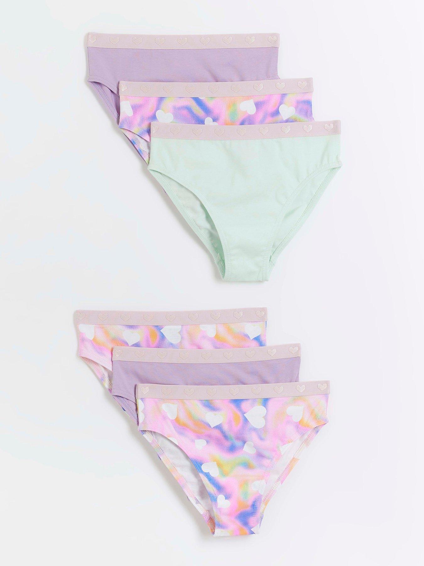 Calvin Klein Girls 3 Pack Bikini Brief Underwear Set - Blue/Lavender/Lime