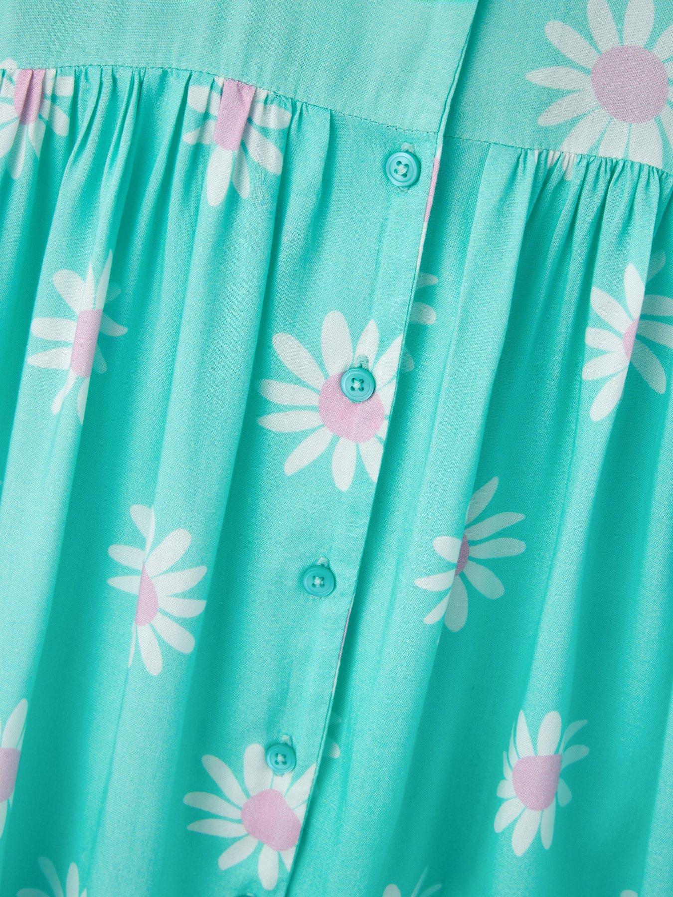 Mini V by Very Girls Button Through Short Sleeve Flower Print Dress