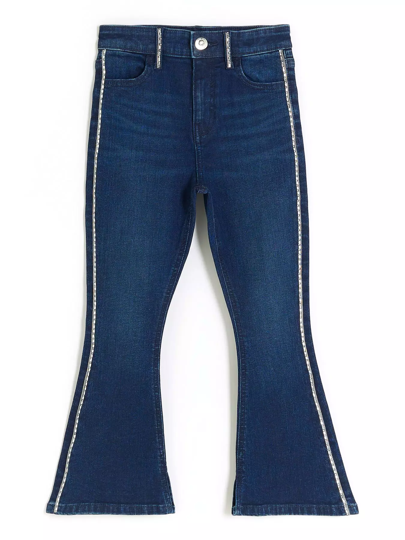 River Island Girls Patchwork Wide Leg Jeans - Blue