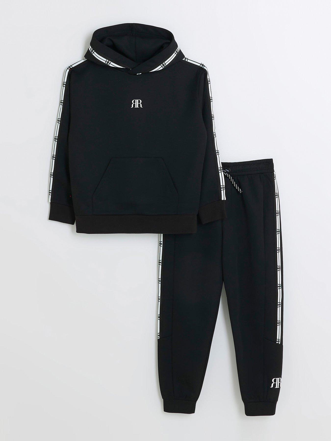 river-island-boys-ri-taped-hoodie-set-black