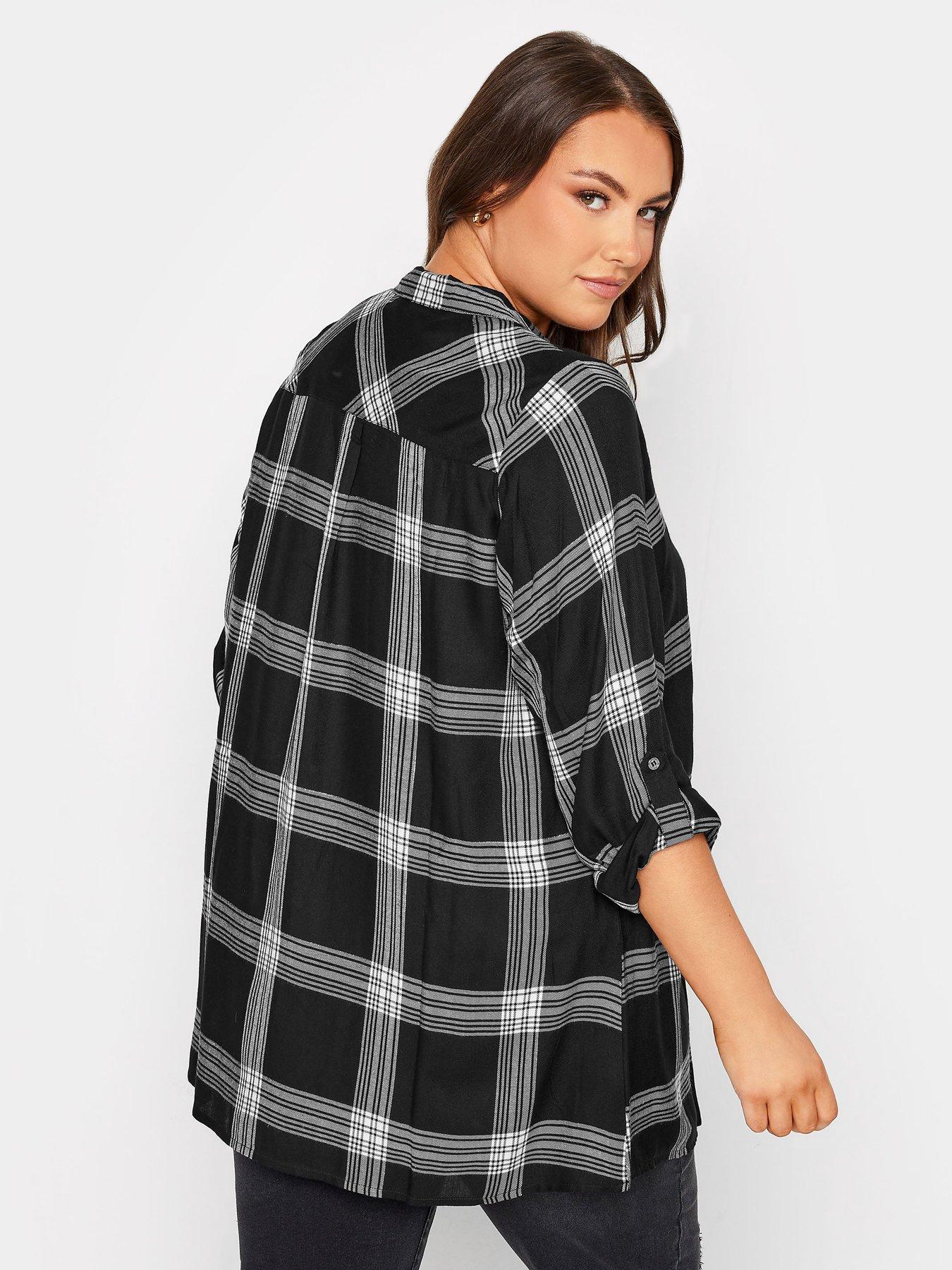 Image 2 of 4 of Yours Viscose Overhead Check Shirt Mono Check