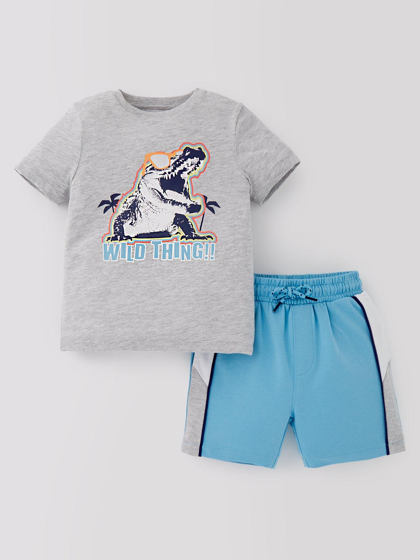 Mini V by Very Boys Crocodile Short Sleeve T-shirt And Sweat Short ...