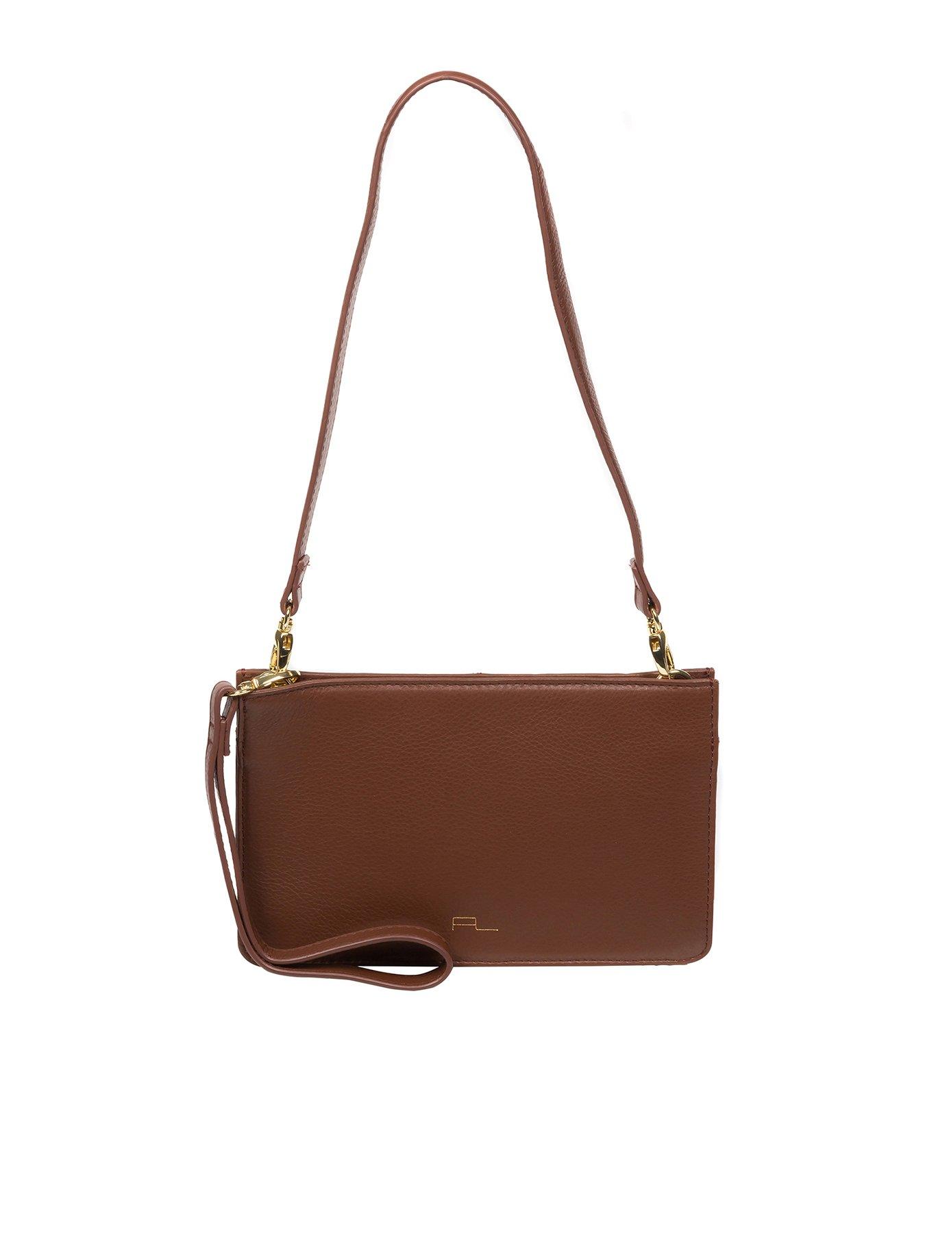 Dark tan clutch clearance bag