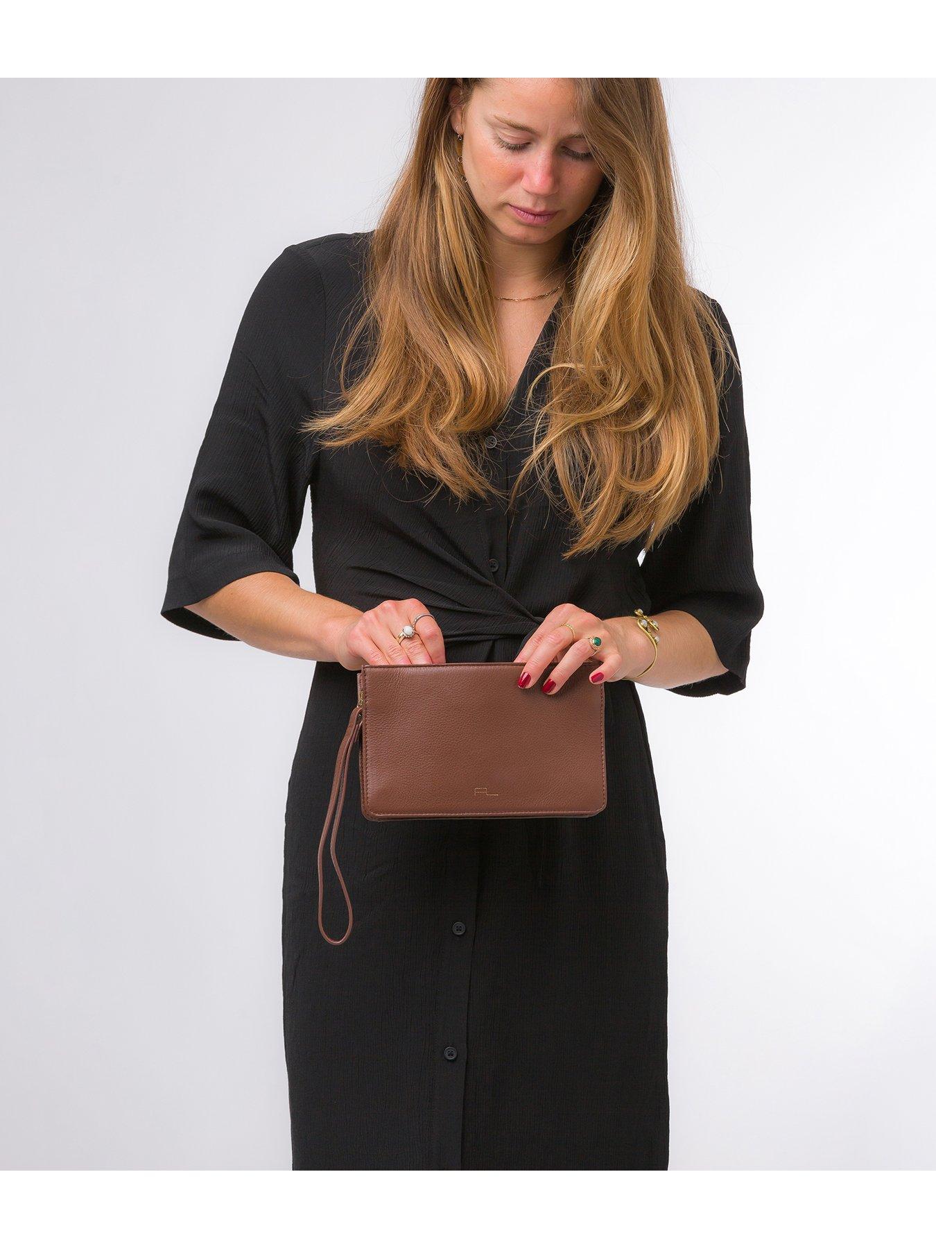 Dark tan clutch on sale bag