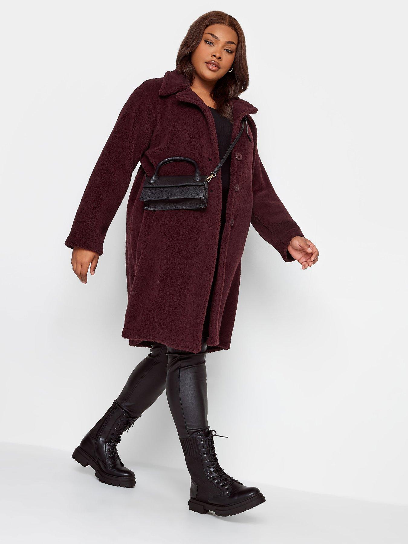 Burgundy faux fur outlet coat uk