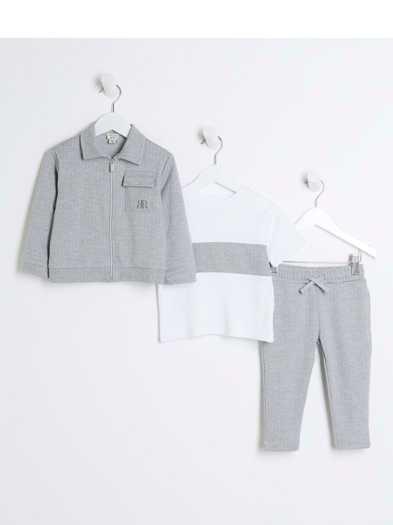 River Island herringbone jogger and t-shirt set